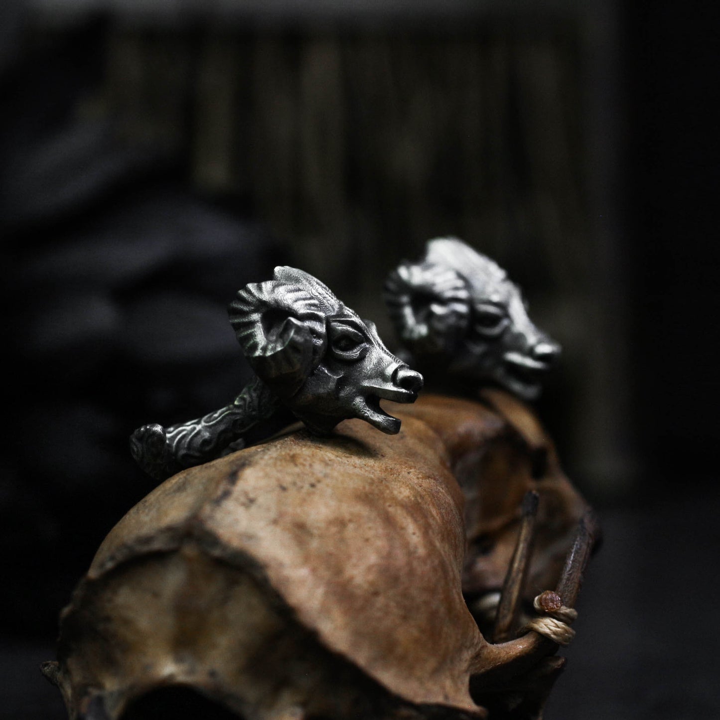Ram's Horn Skull Cufflinks - 925 Sterling Silver Handmade