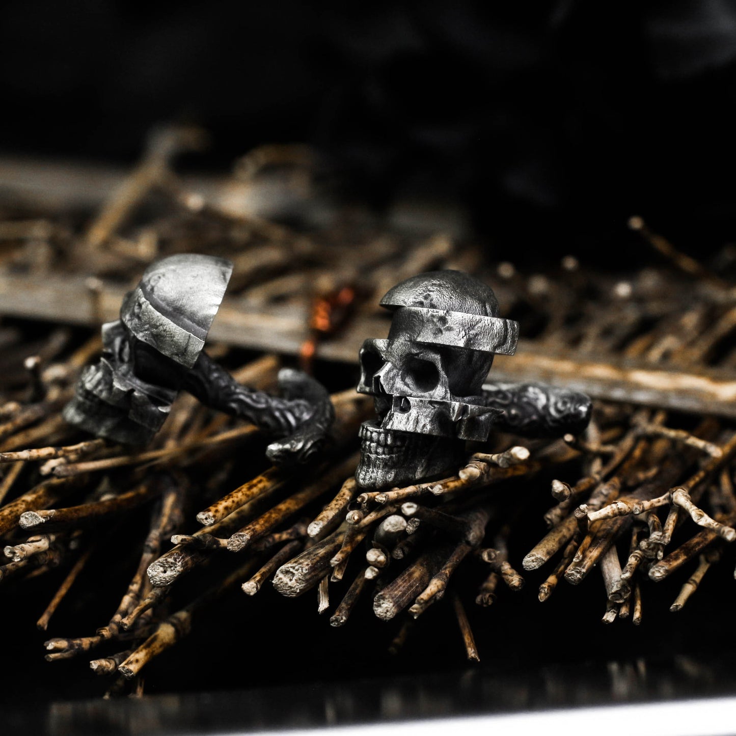 Misplaced Souls Skull Cufflinks - Handmade 925 Silver