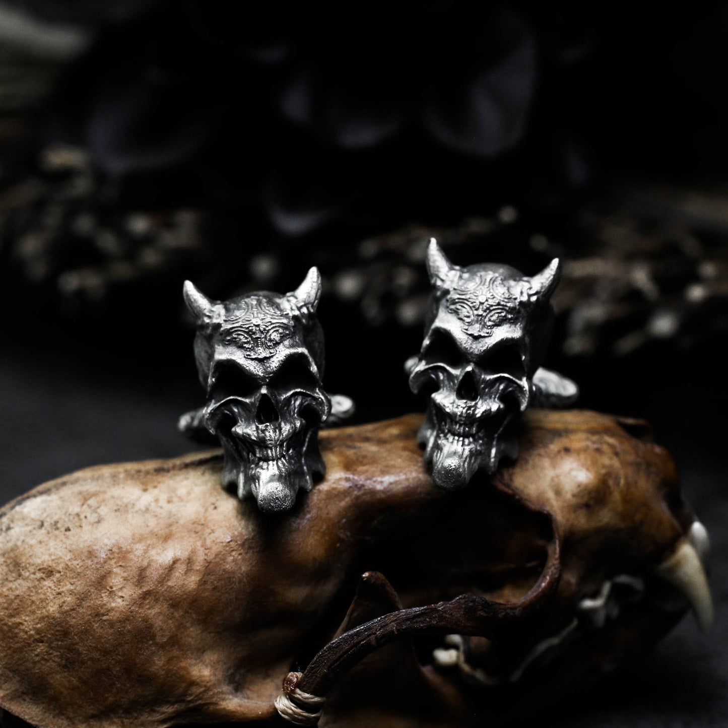 Baroque Smiley Skull Cufflinks - 925 Silver Handmade