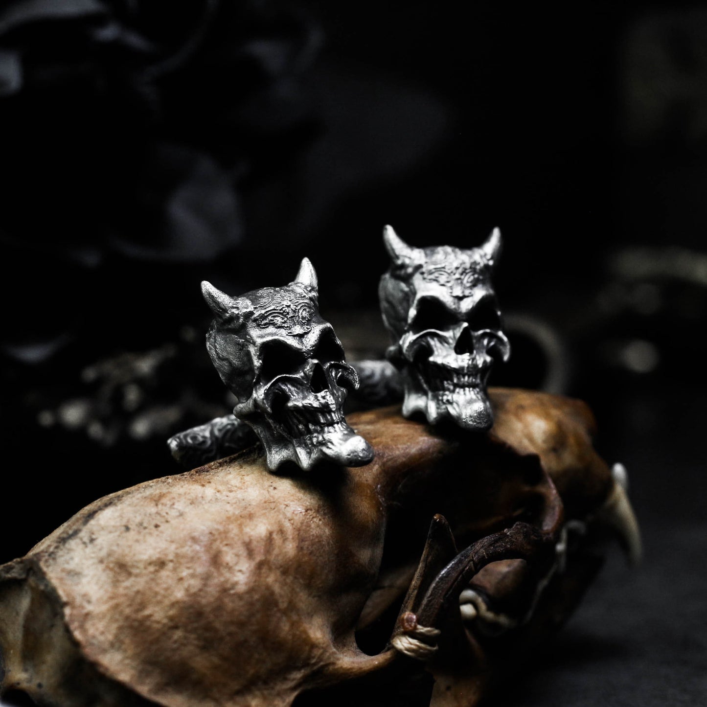 Baroque Smiley Skull Cufflinks - 925 Silver Handmade