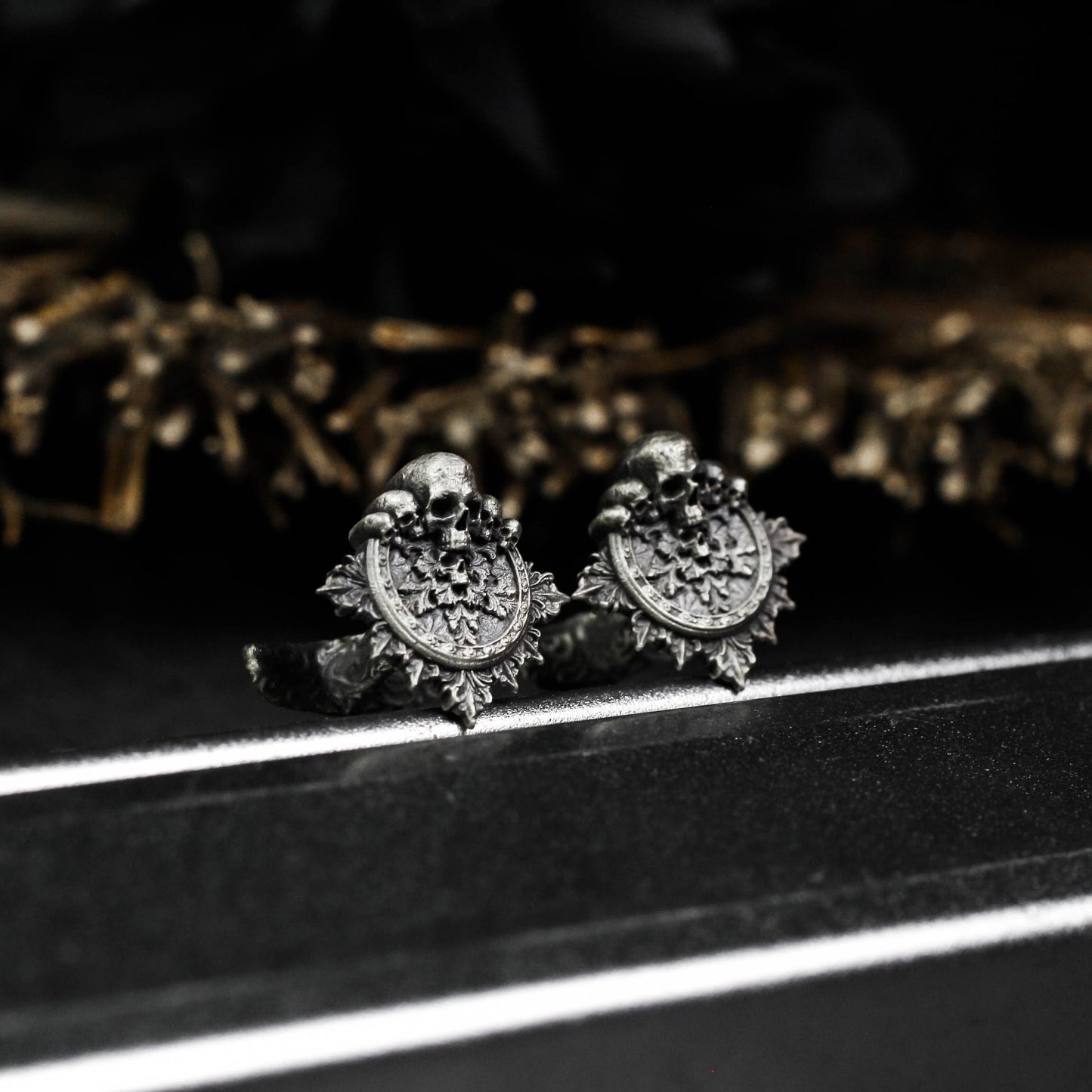 Baroque Skull Cufflinks - 925 Silver Handmade
