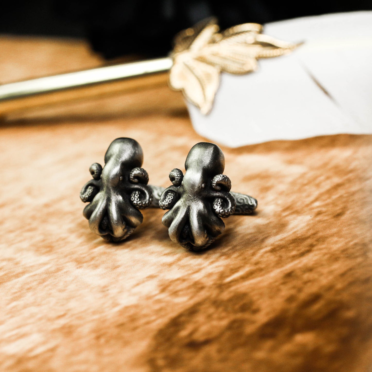 Intricate Octopus Cufflinks, 925 Silver Handmade