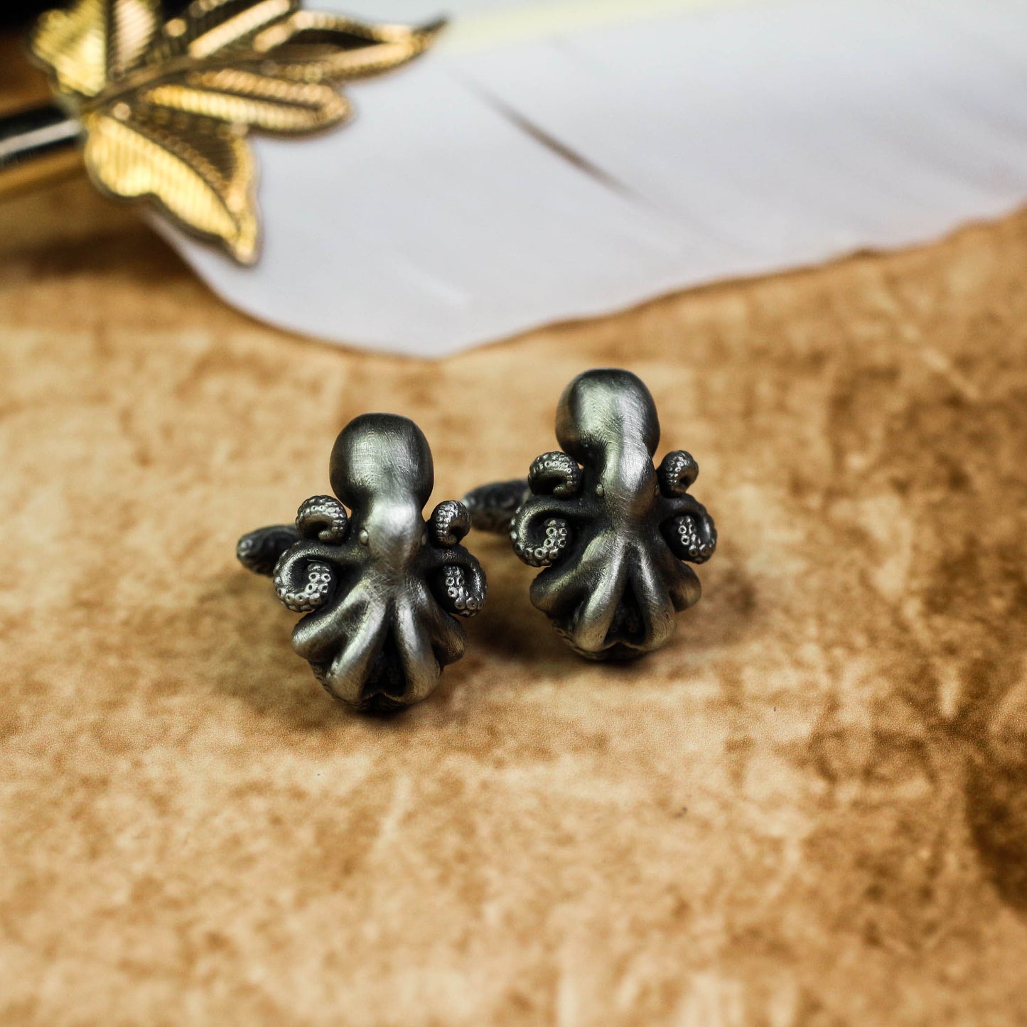 Intricate Octopus Cufflinks, 925 Silver Handmade