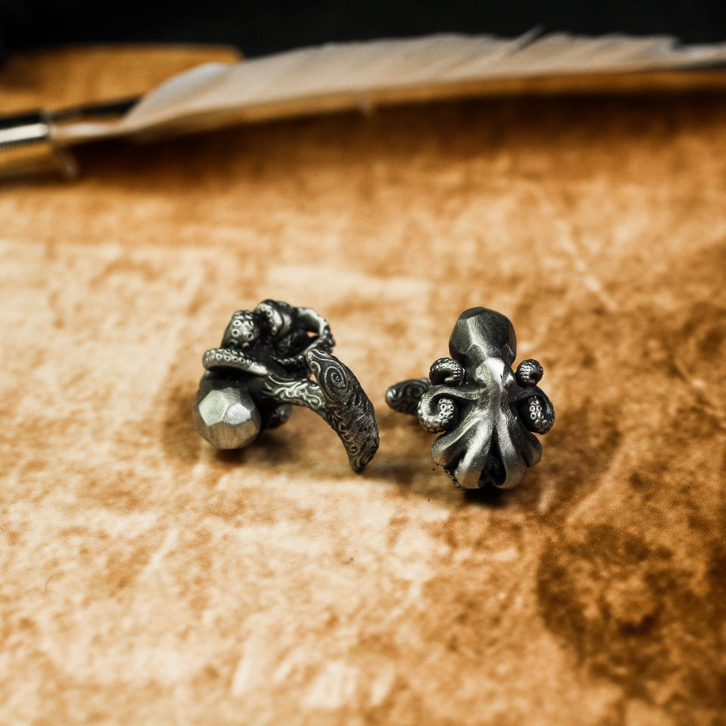 Nautical Octopus Cufflinks, Sea Creature - 925 Sterling Silver Handmade