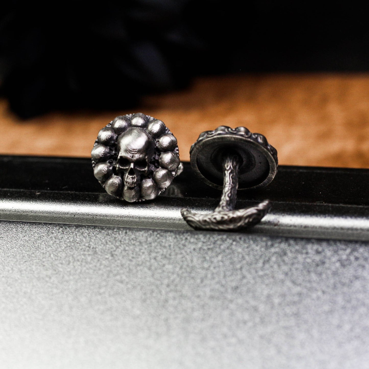 Small Skull Roulette Cufflinks - 925 Sterling Silver Handmade