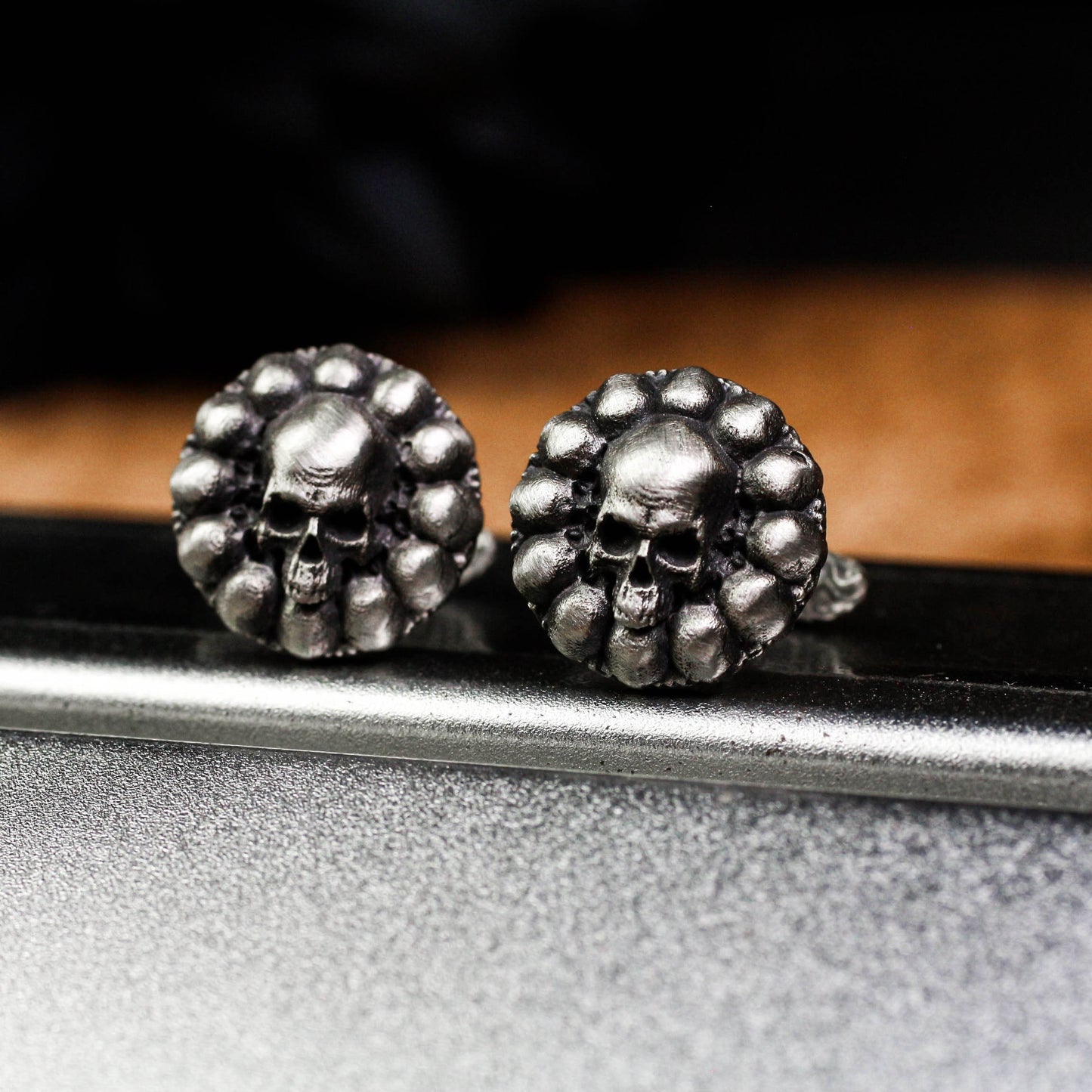 Small Skull Roulette Cufflinks - 925 Sterling Silver Handmade