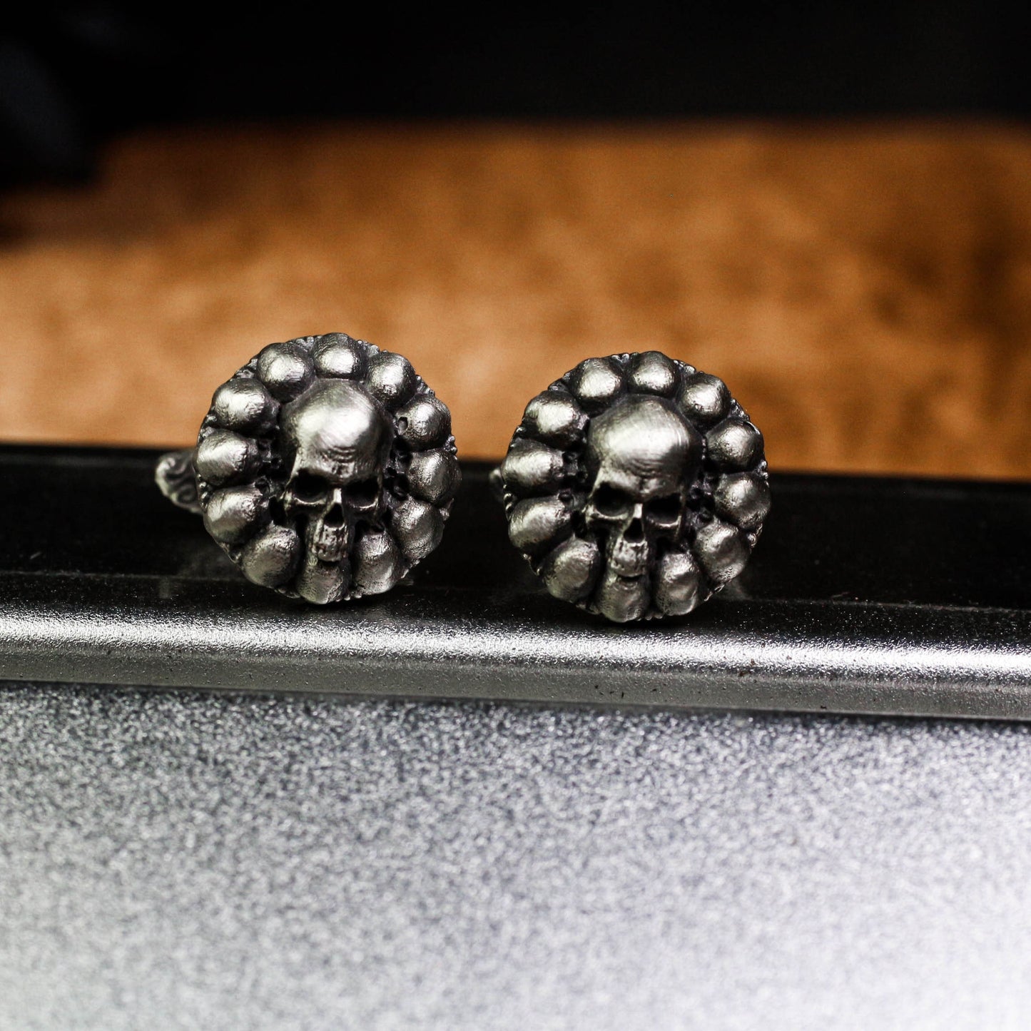 Small Skull Roulette Cufflinks - 925 Sterling Silver Handmade