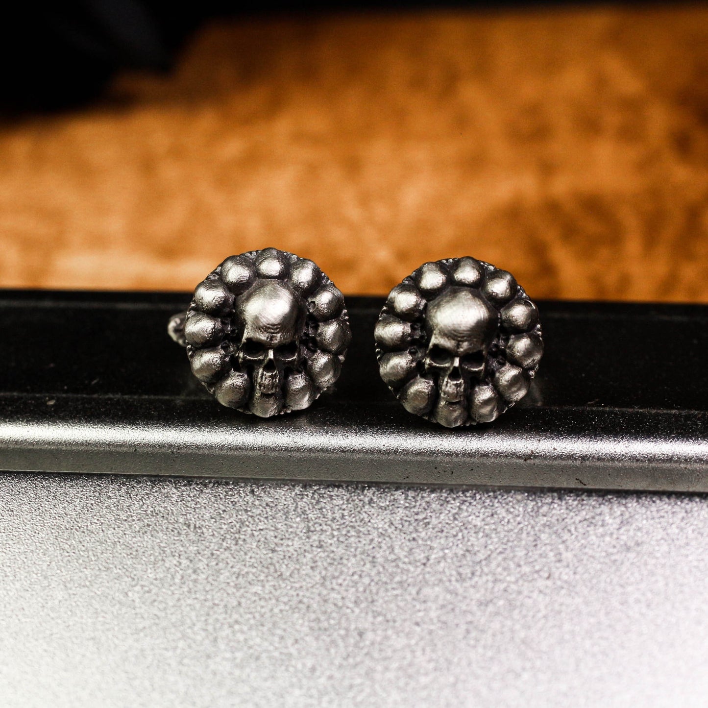 Small Skull Roulette Cufflinks - 925 Sterling Silver Handmade