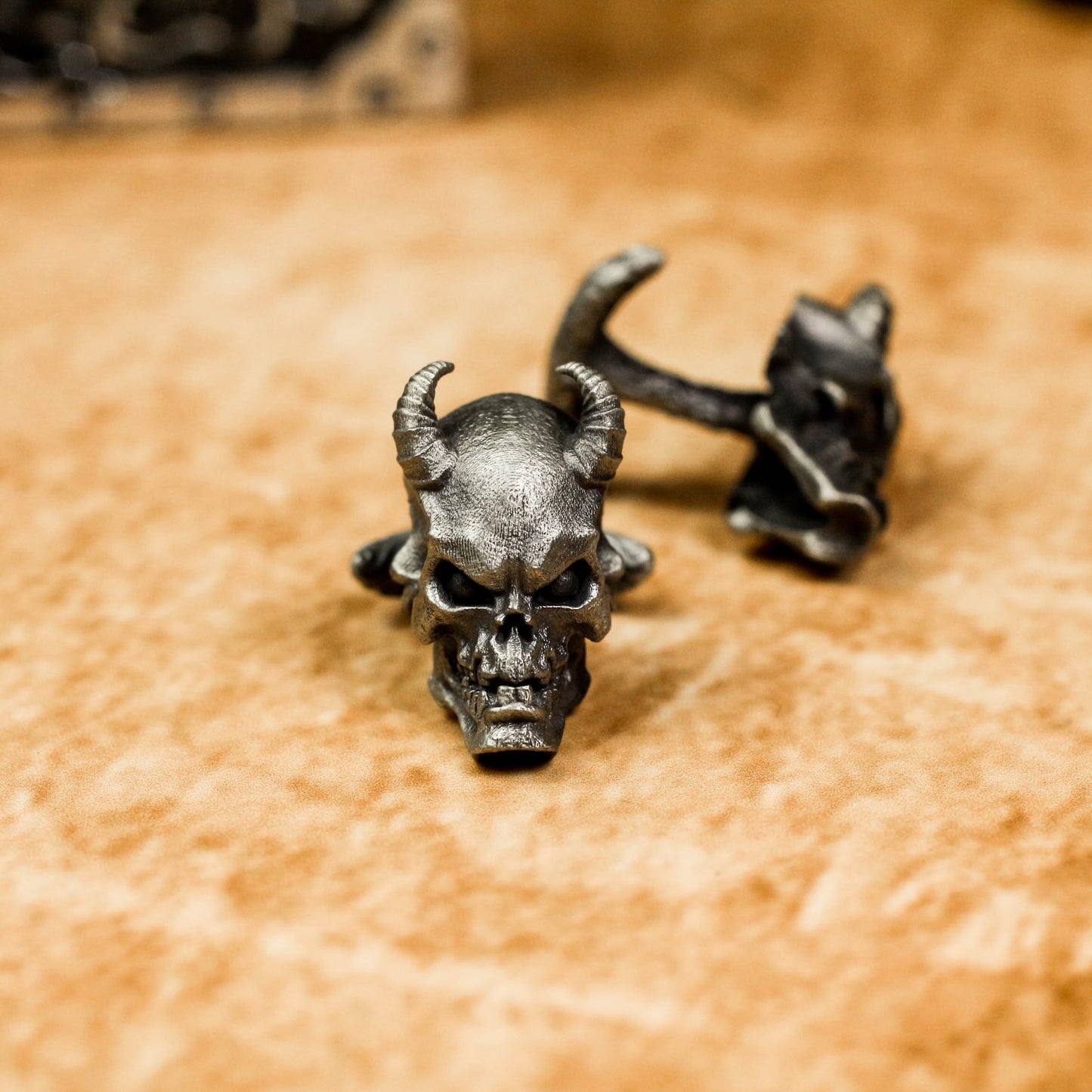 Spirit Skull Cufflinks, Horned Devil - 925 Sterling Silver Handmade