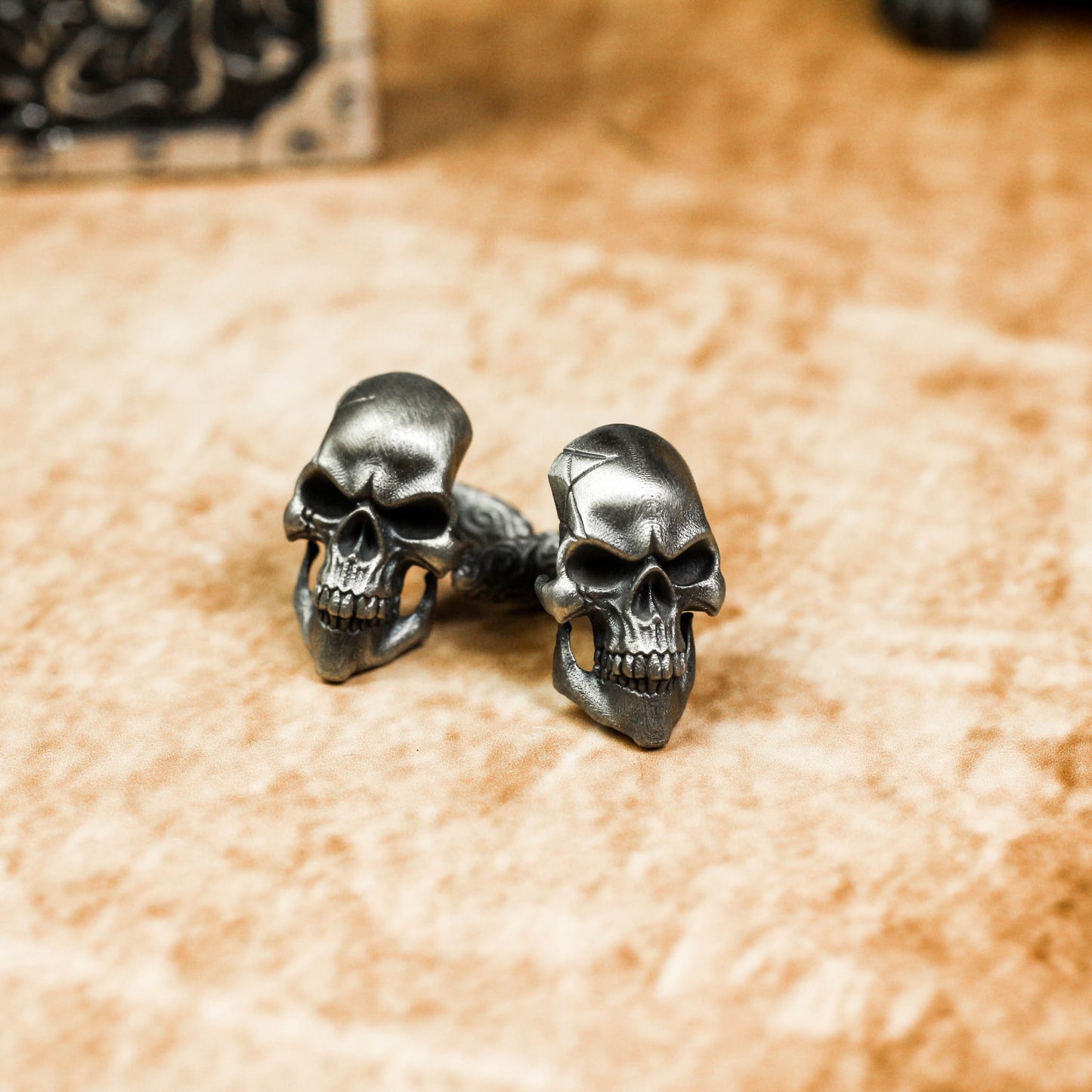 Detailed Skull Cufflinks, 925 Silver Handmade