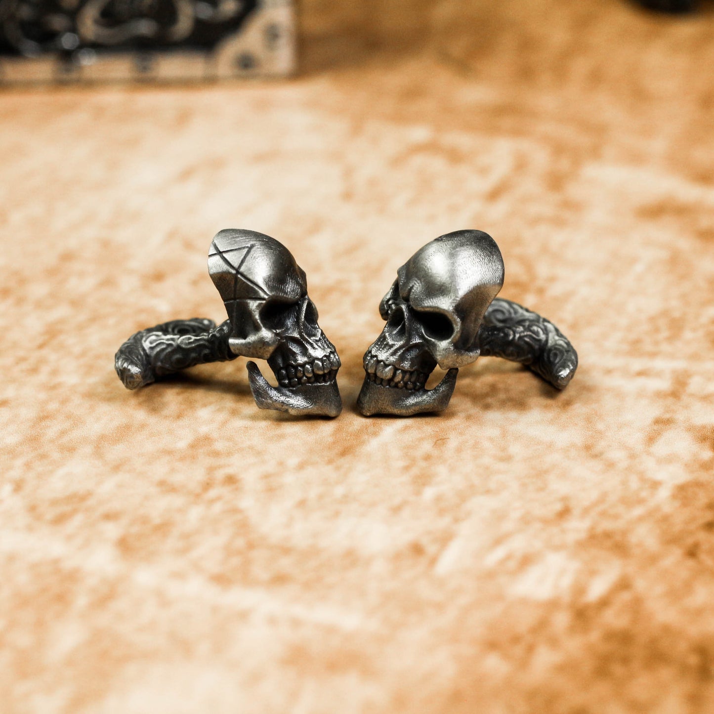 Detailed Skull Cufflinks, 925 Silver Handmade