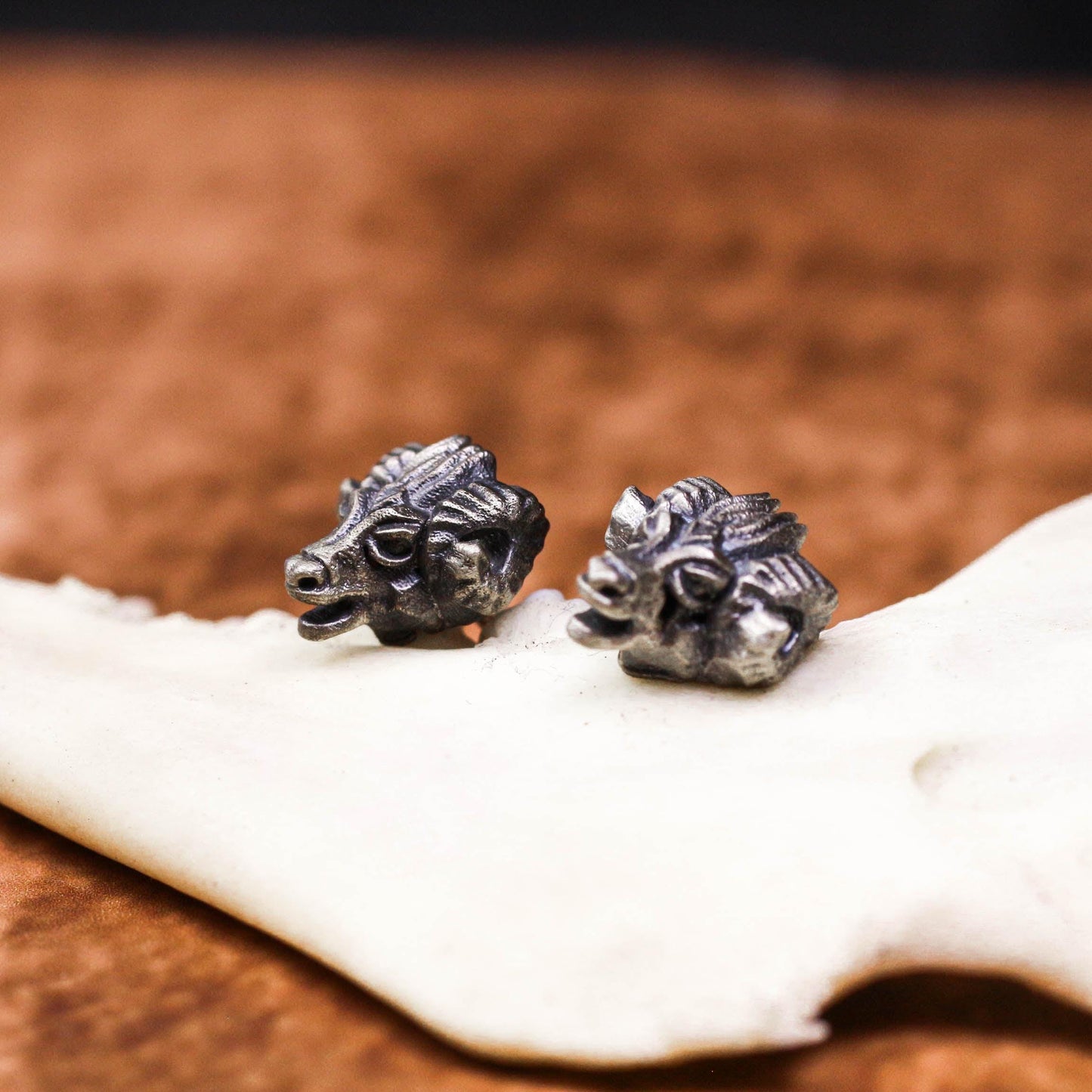 Ram Head Earrings - 925 Sterling Silver Handmade