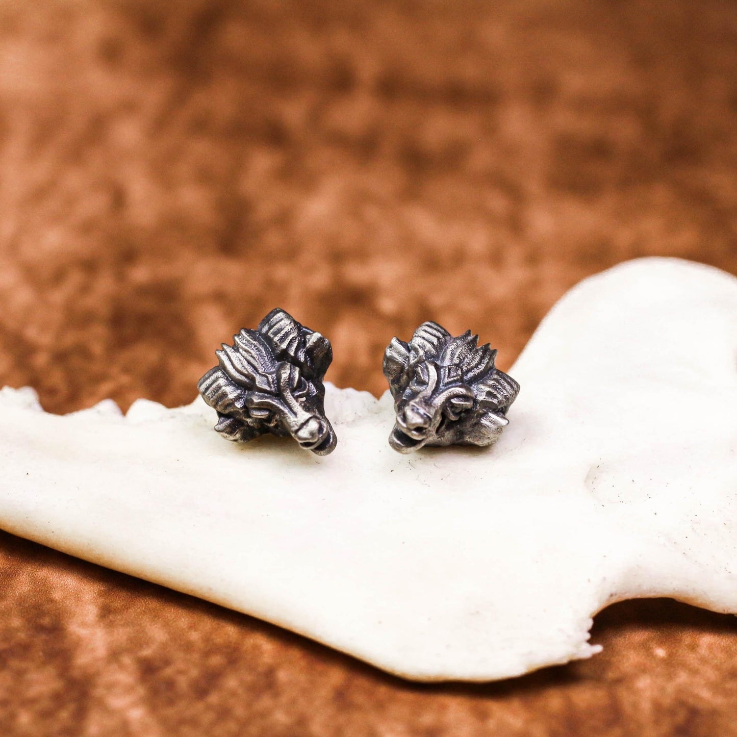 Ram Head Earrings - 925 Sterling Silver Handmade