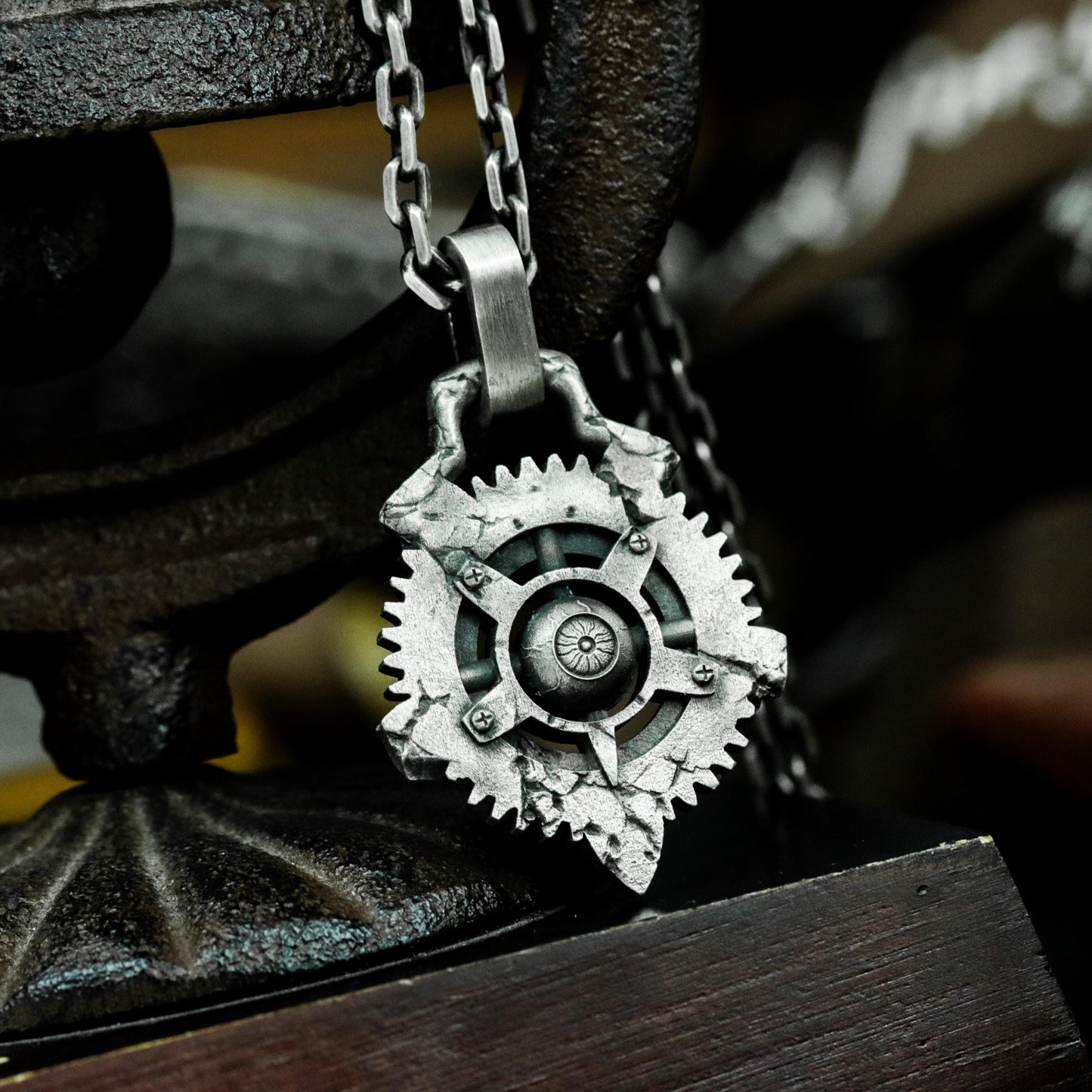 Broken Gear Pendant - 925 Sterling Silver Handmade