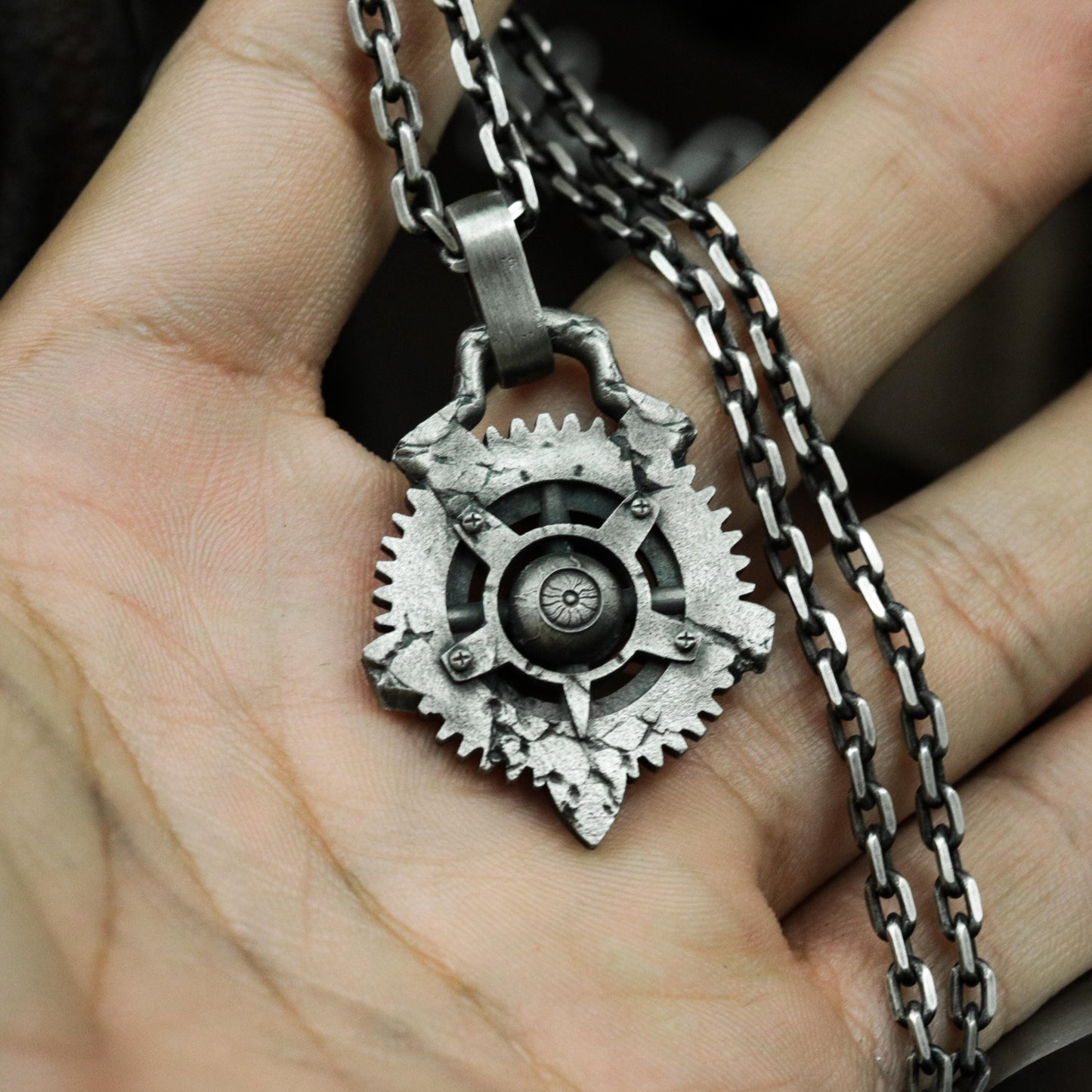 Broken Gear Pendant - 925 Sterling Silver Handmade