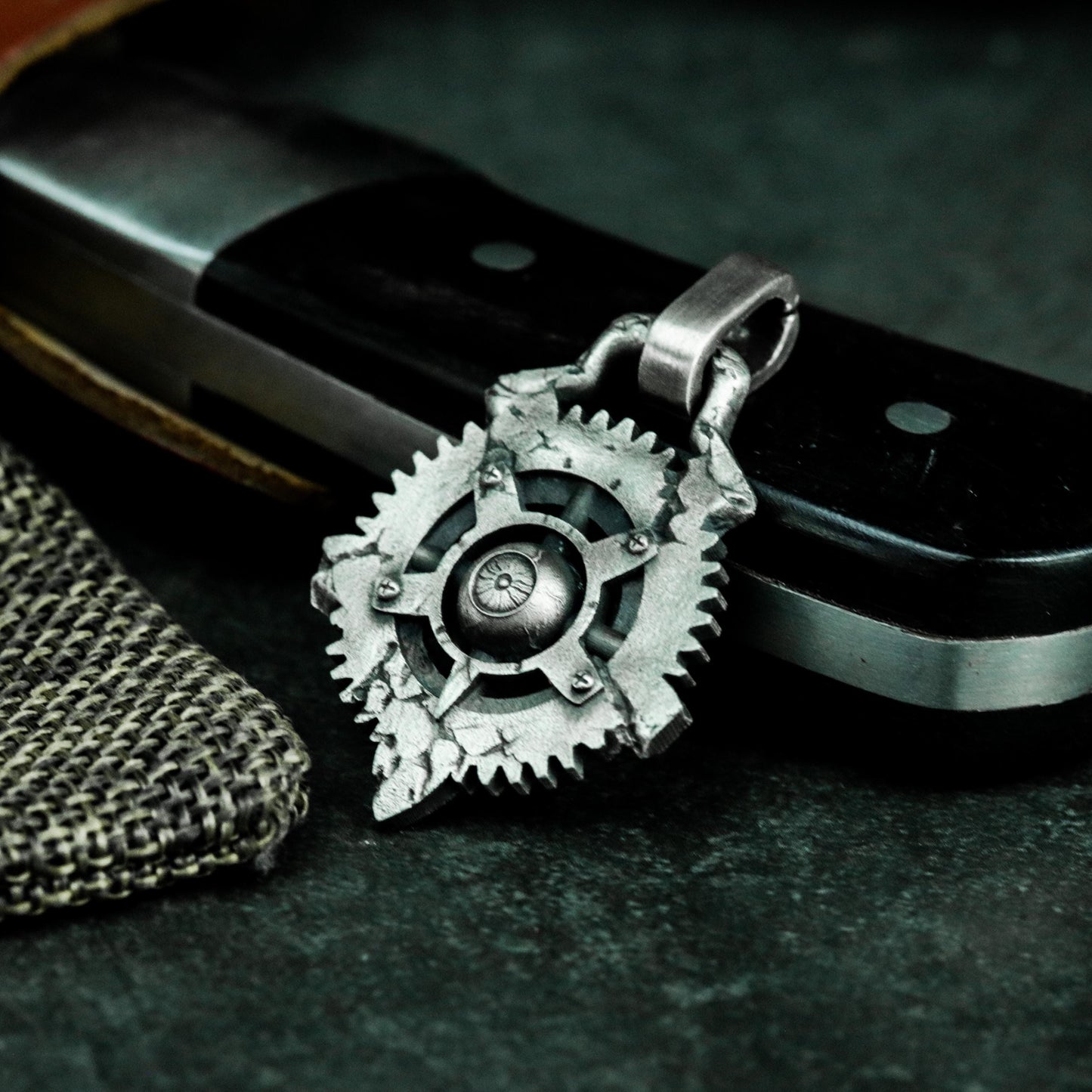 Broken Gear Pendant - 925 Sterling Silver Handmade