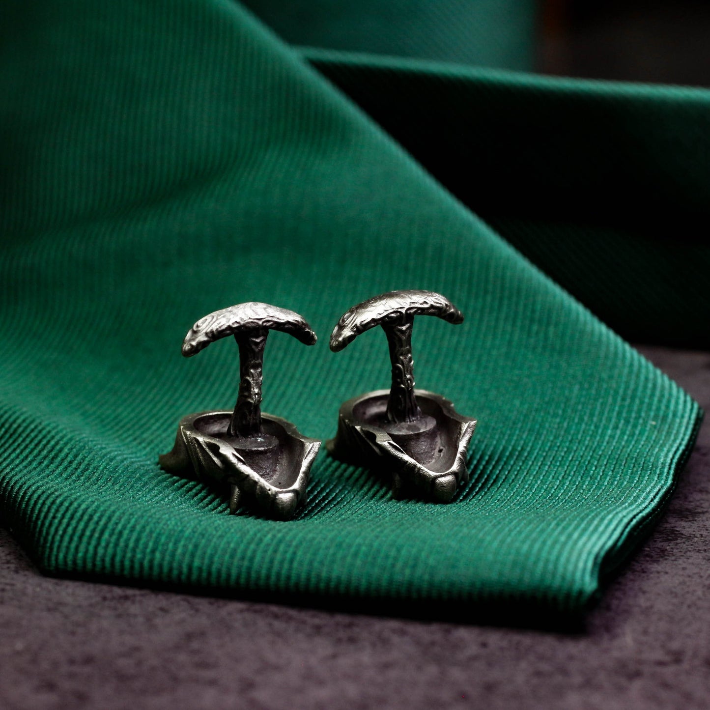 Japanese Ghost Mask Cufflinks, Prajna Design - 925 Sterling Silver Handmade