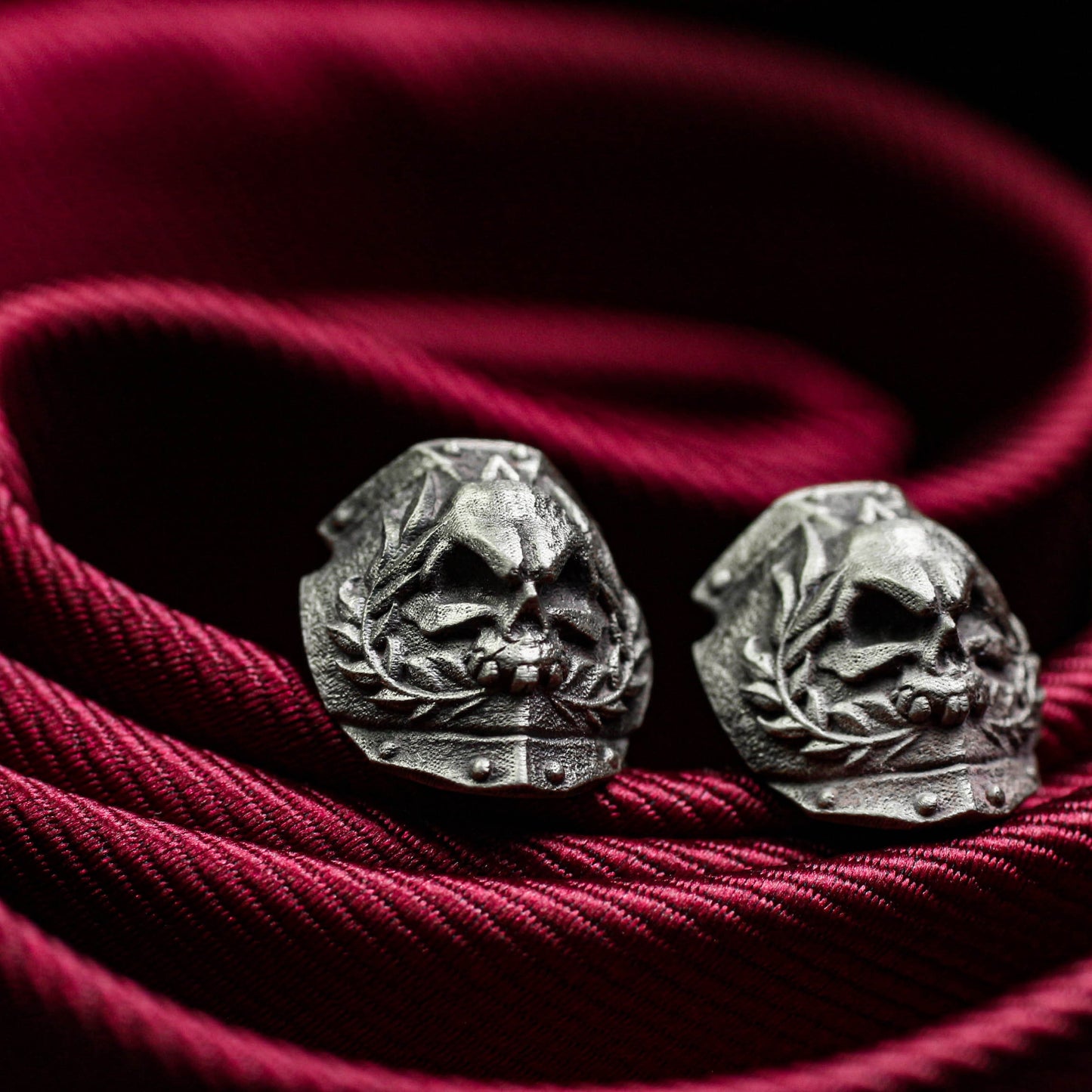 Skeleton Battle Armor Cufflinks, Human Skull - 925 Sterling Silver Handmade