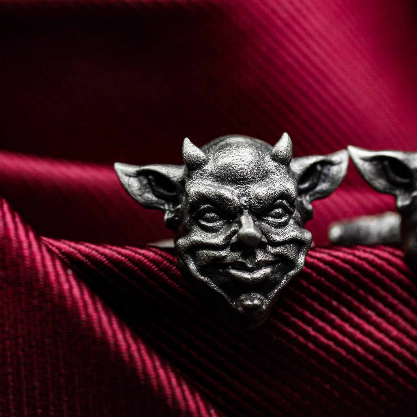 Pixie Demon Skull Cufflinks - Fantasy Guardian 925 Silver Handmade