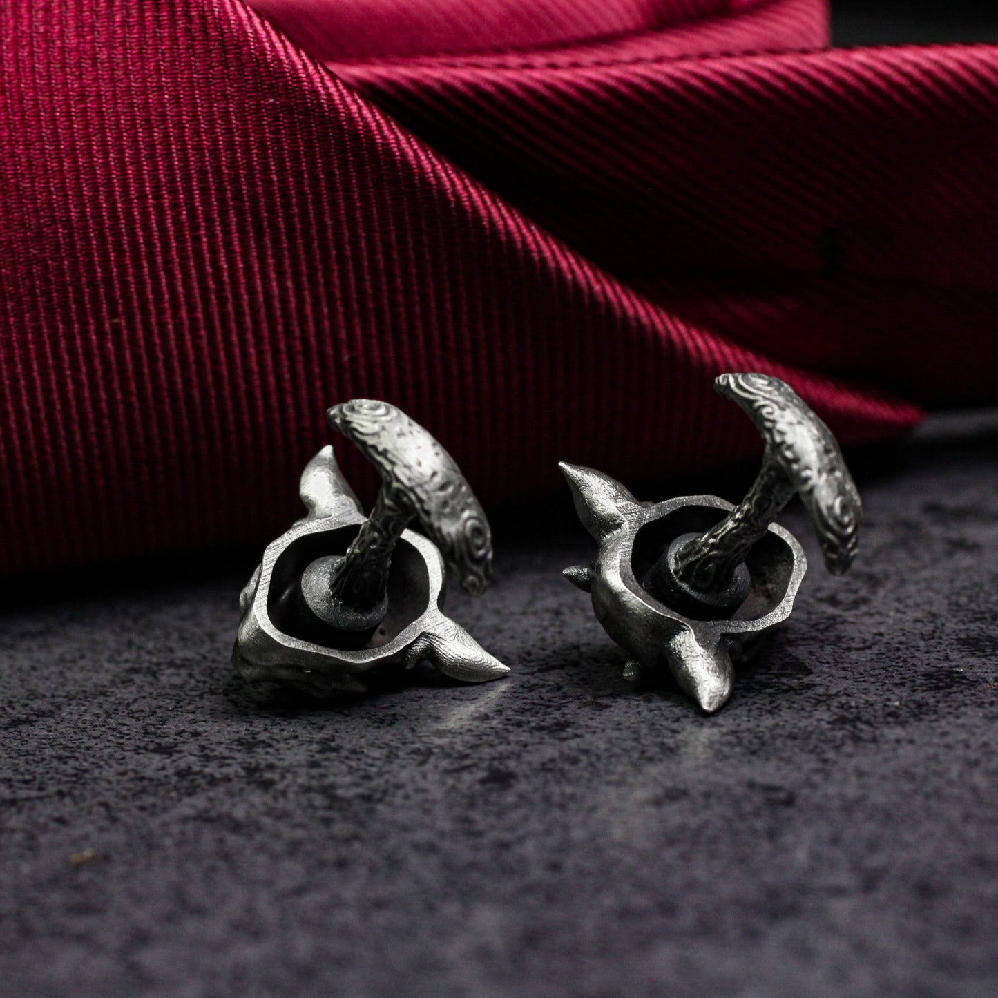 Pixie Demon Skull Cufflinks - Fantasy Guardian 925 Silver Handmade
