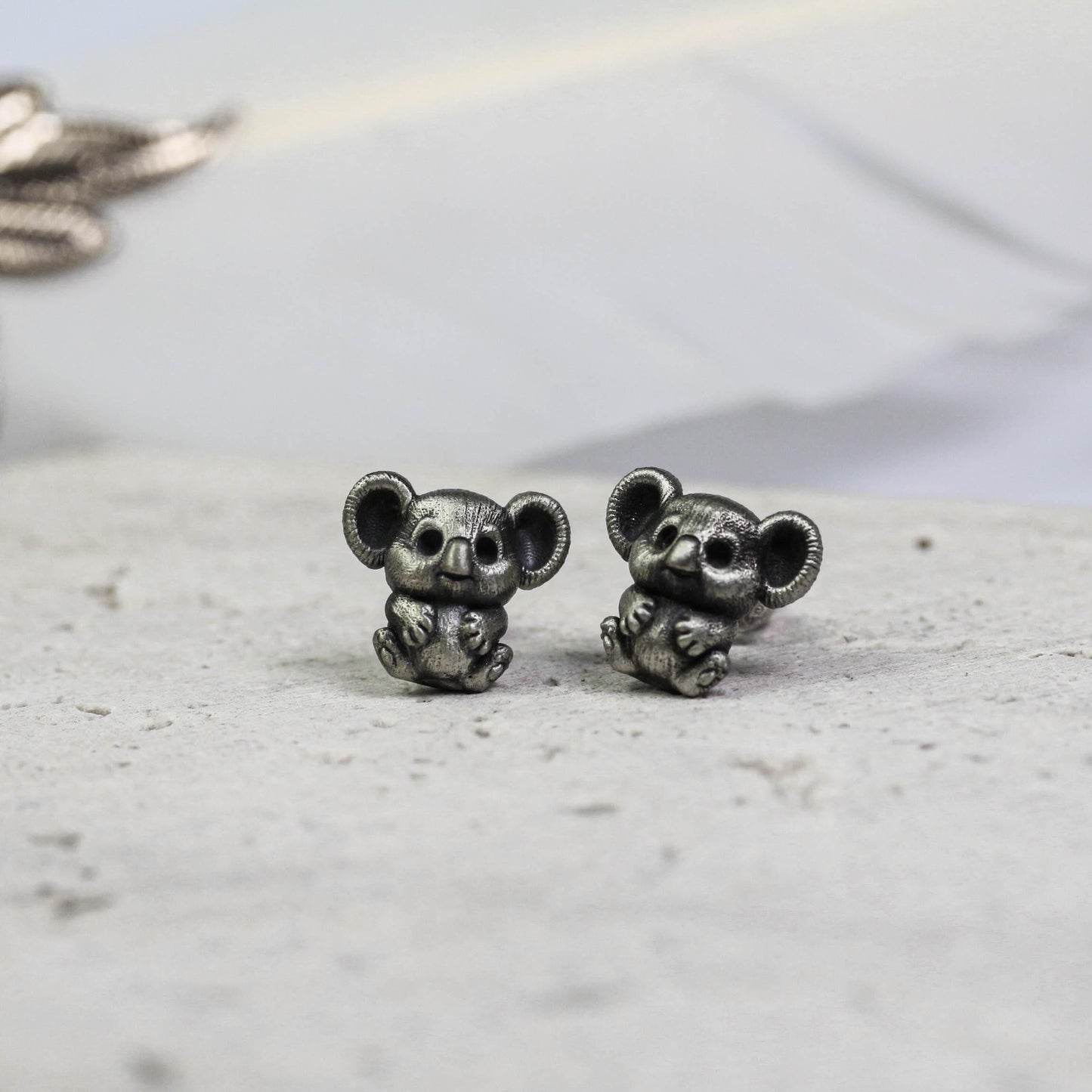 Tiny Mouse Earrings - 925 Sterling Silver Handmade