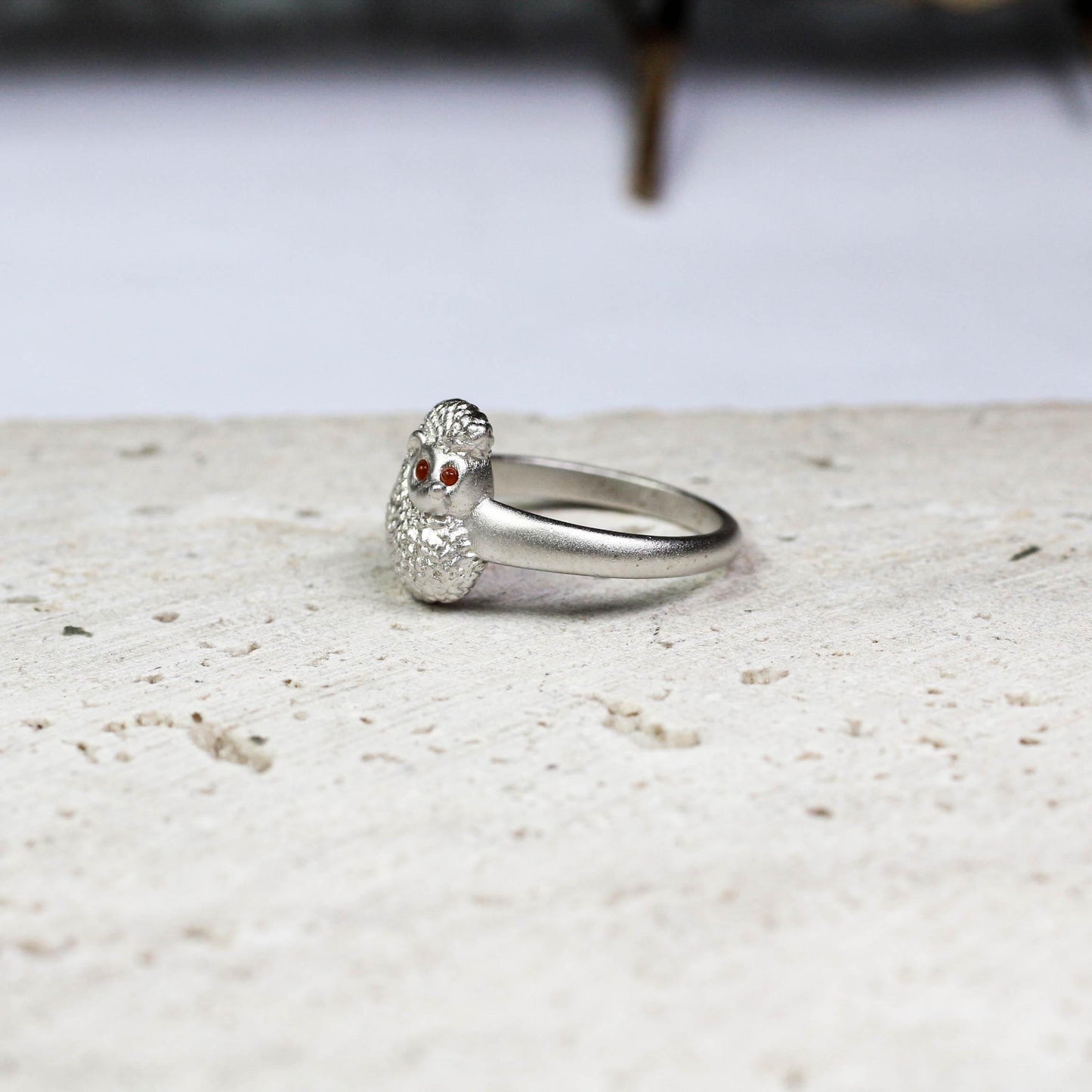 Curled Hedgehog Ring ââ‚?925 Sterling Silver Handmade Woodland Animal Jewelry