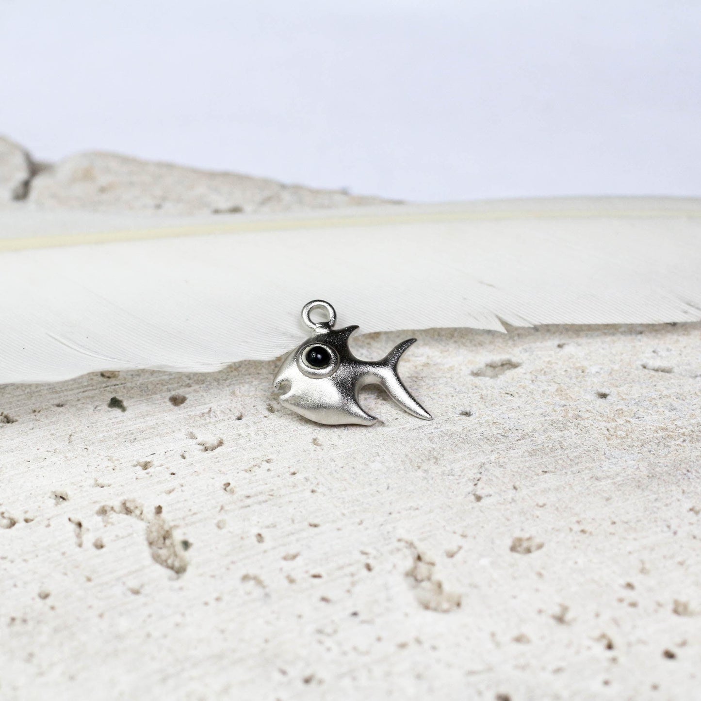 Cute Fish Pendant - 925 Sterling Silver Handmade (Eye Color Optional)