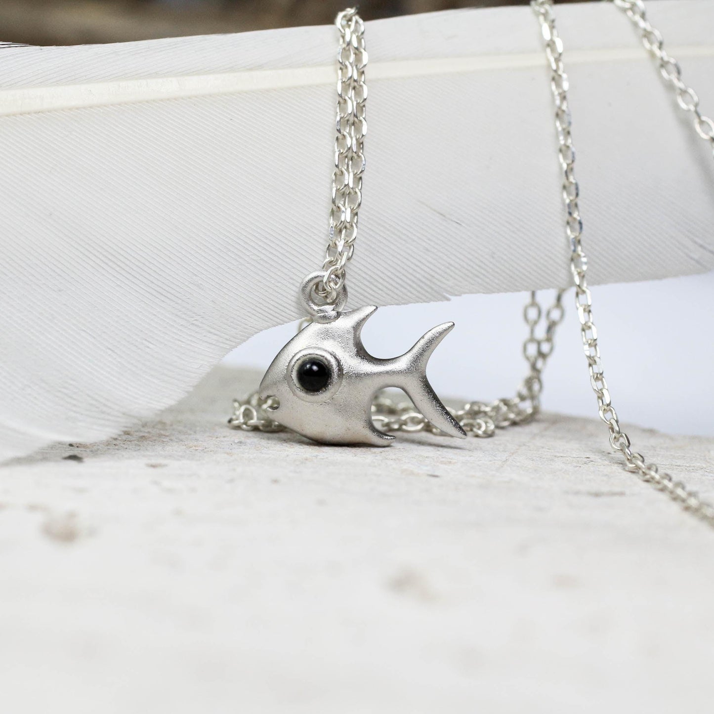 Cute Fish Pendant - 925 Sterling Silver Handmade (Eye Color Optional)