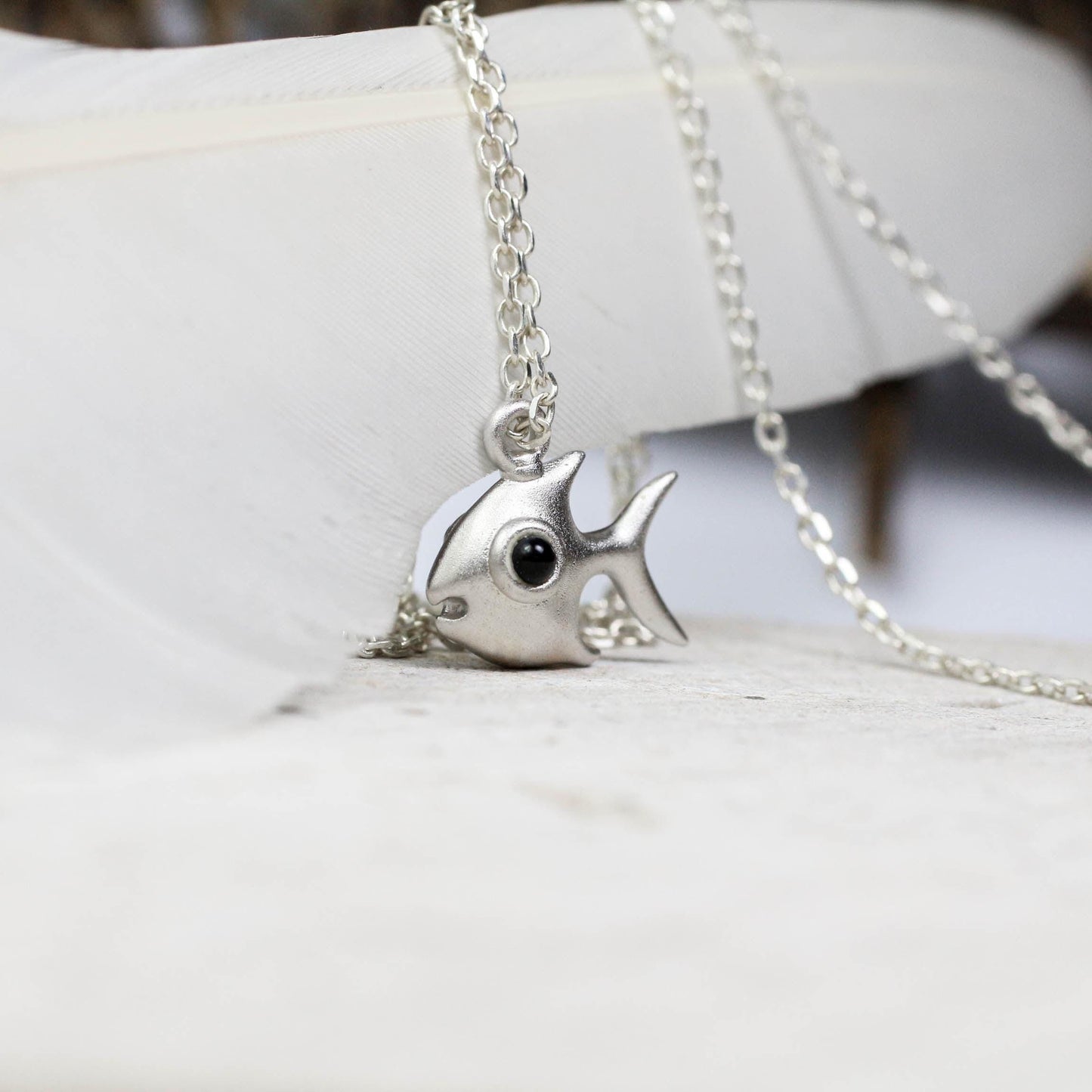 Cute Fish Pendant - 925 Sterling Silver Handmade (Eye Color Optional)