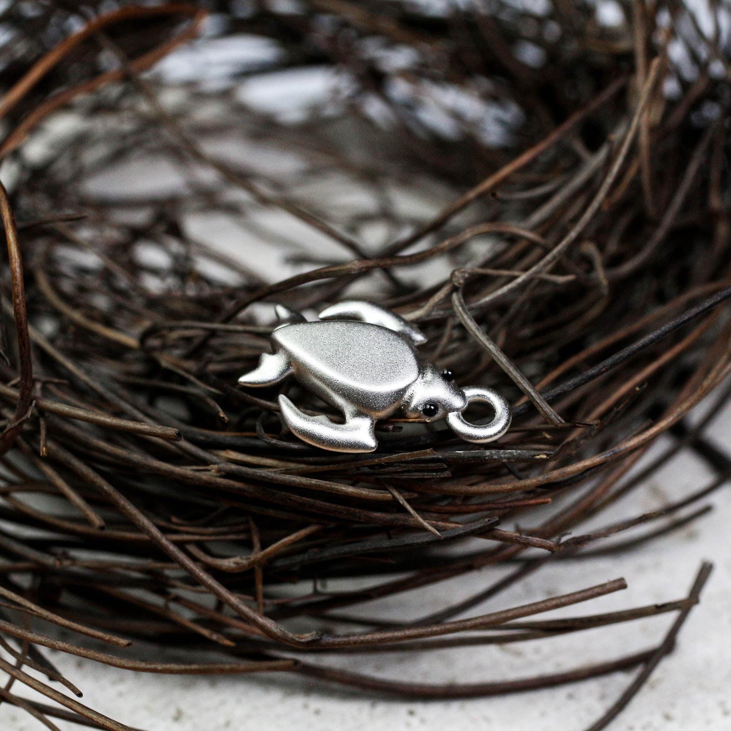 Sea Turtle Pendant - 925 Sterling Silver Handmade (Eye Color Optional)