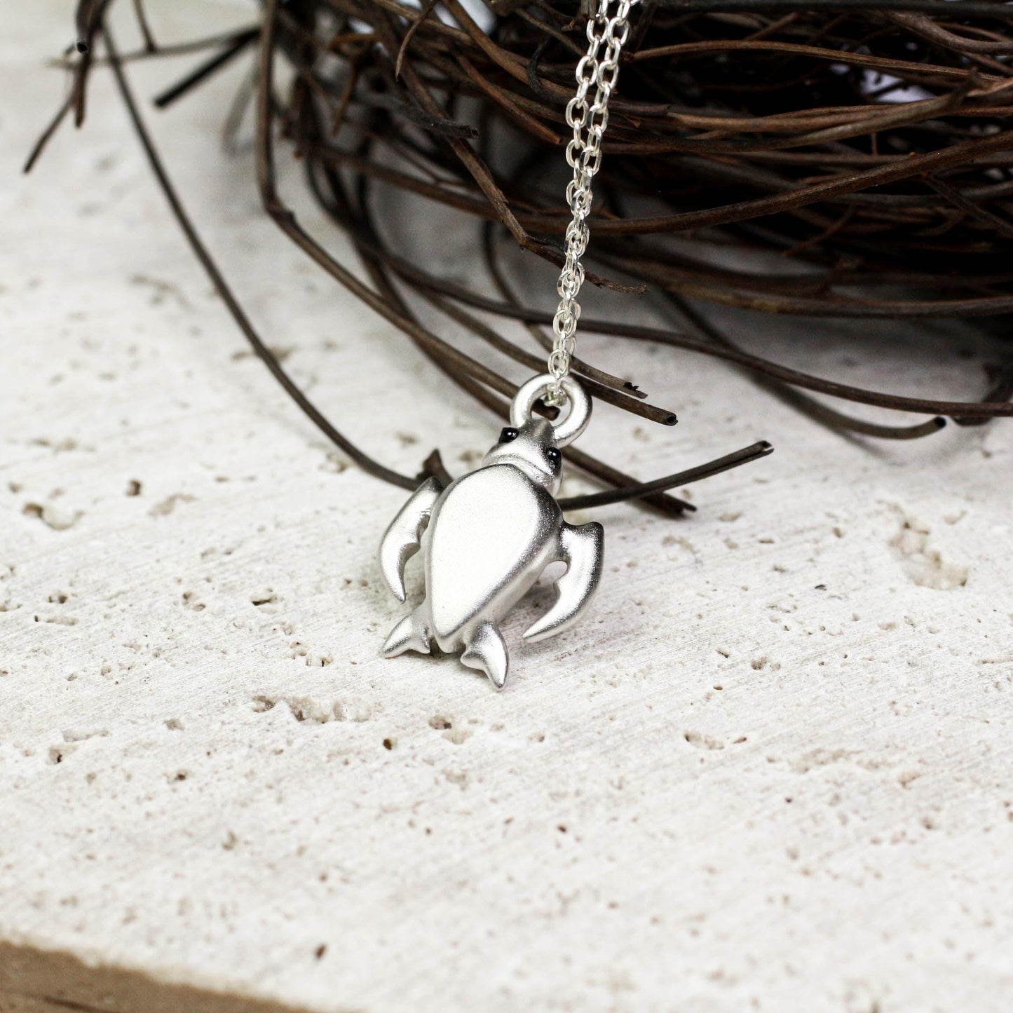 Sea Turtle Pendant - 925 Sterling Silver Handmade (Eye Color Optional)