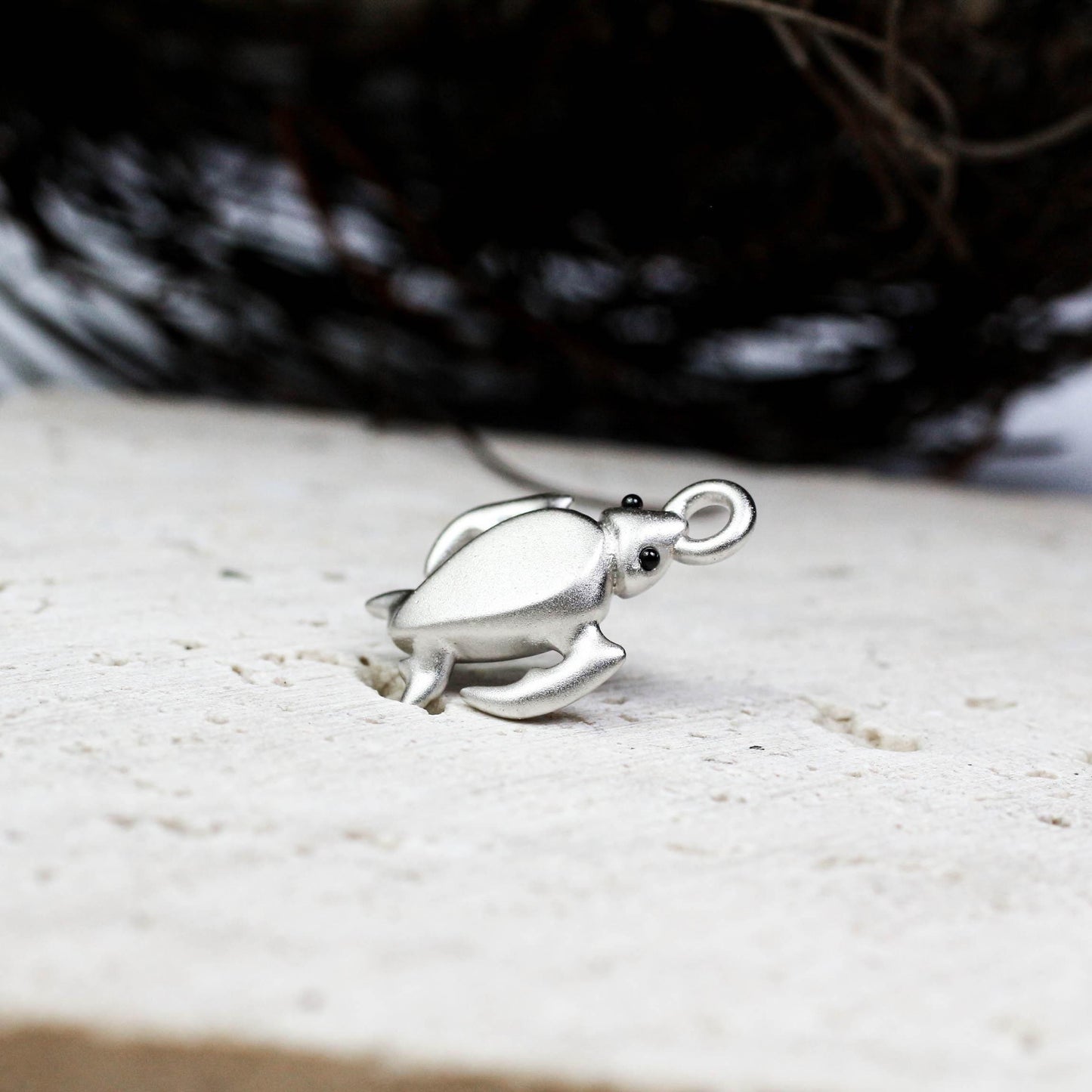 Sea Turtle Pendant - 925 Sterling Silver Handmade (Eye Color Optional)