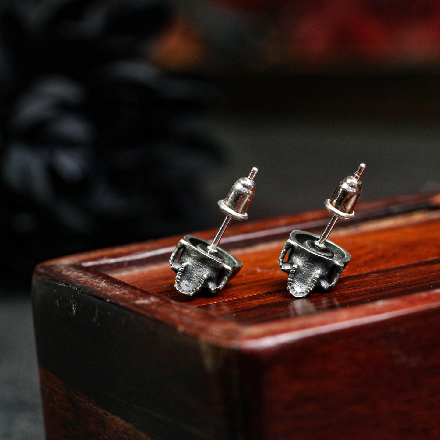 Raw Skull Earrings - 925 Sterling Silver Handmade