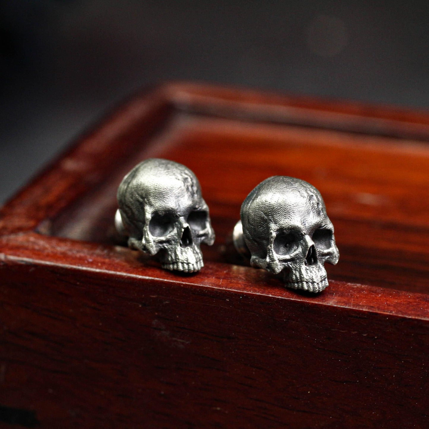 Raw Skull Earrings - 925 Sterling Silver Handmade
