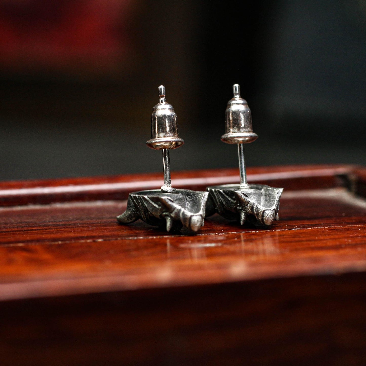 Horned Oni Earrings - 925 Sterling Silver Handmade