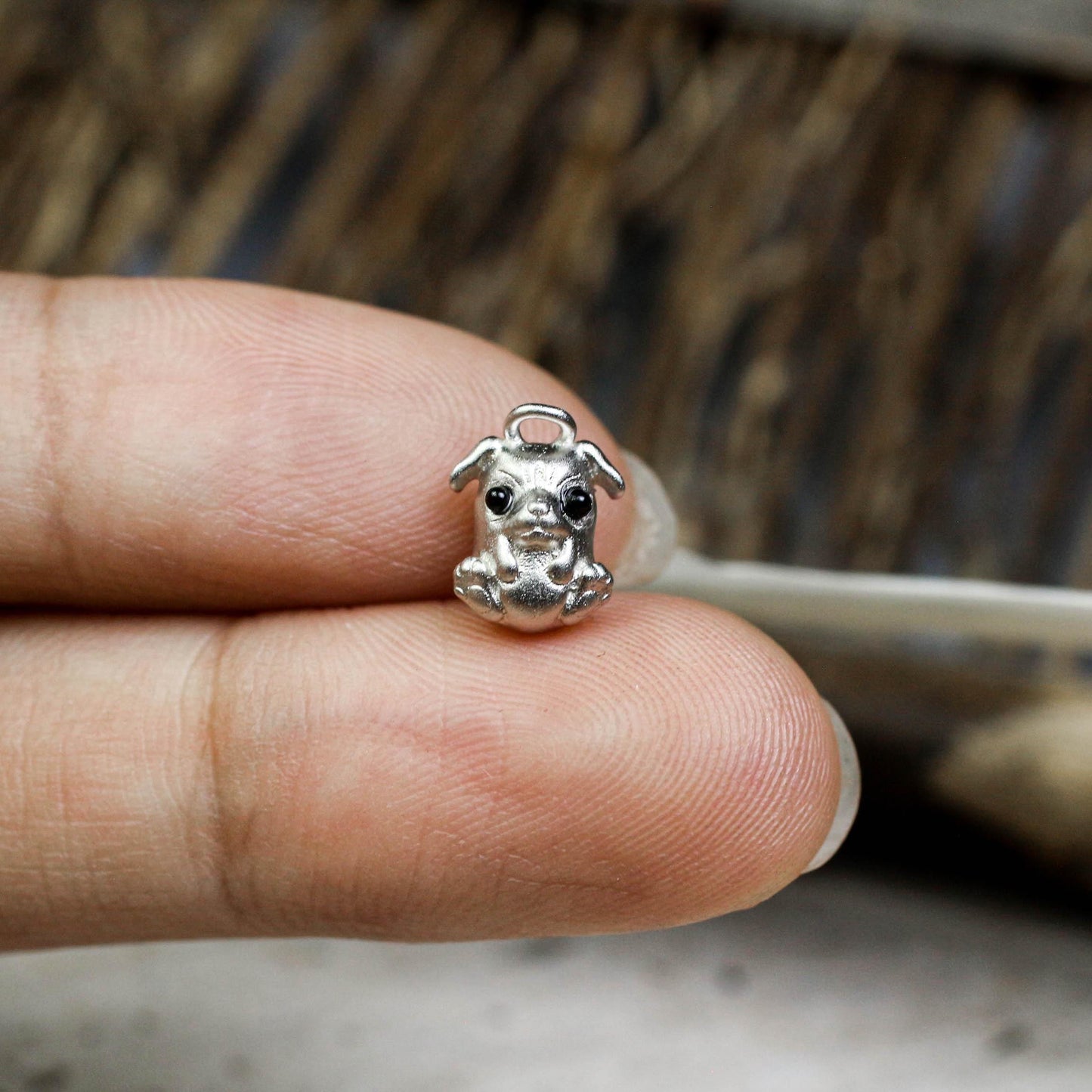 Dog Pendant - 925 Sterling Silver Handmade (Eye Color Optional)