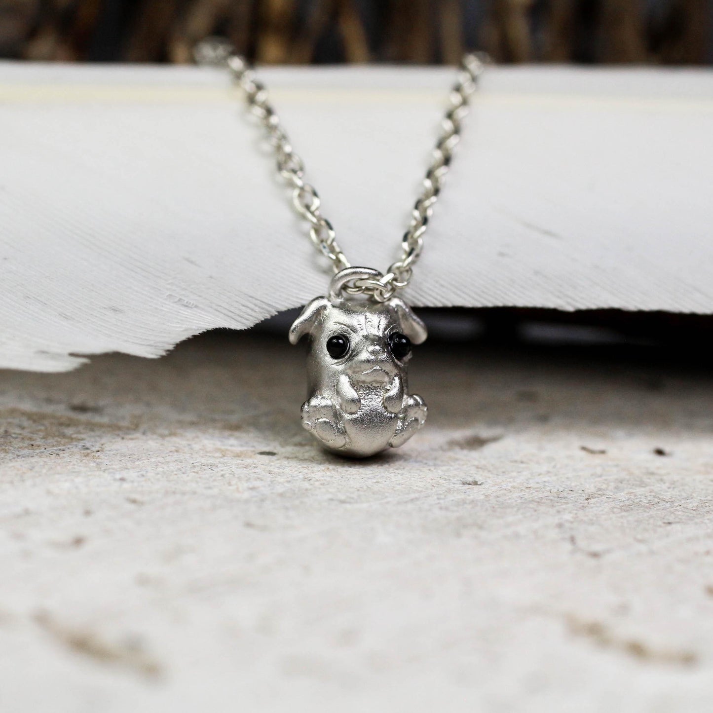 Dog Pendant - 925 Sterling Silver Handmade (Eye Color Optional)