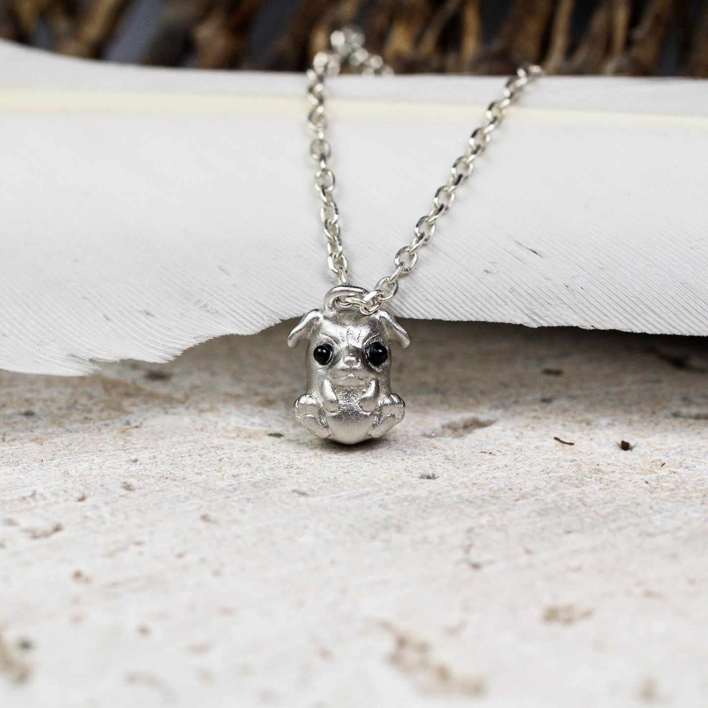 Dog Pendant - 925 Sterling Silver Handmade (Eye Color Optional)