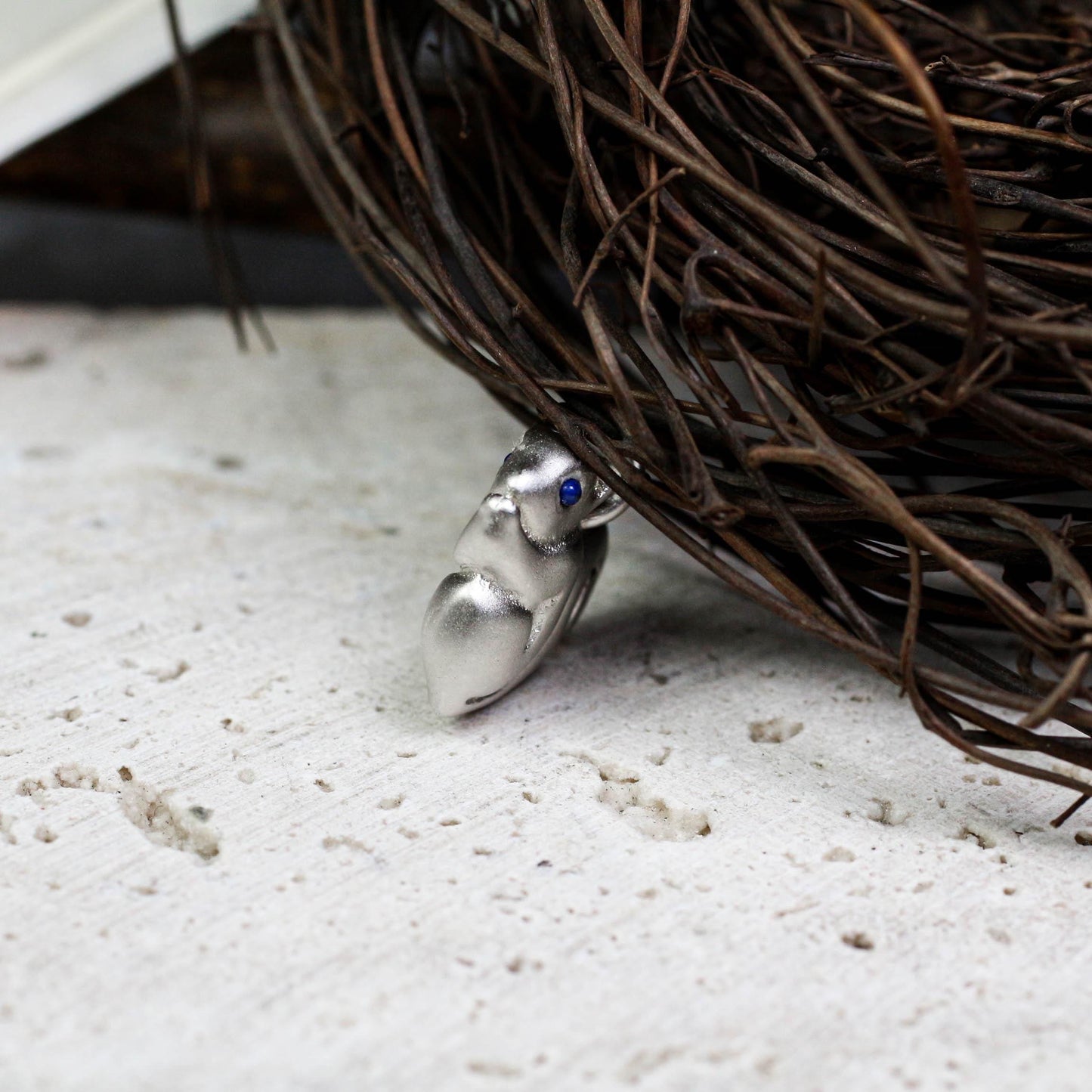 Squirrel Pendant - 925 Sterling Silver Handmade (Eye Color Optional)