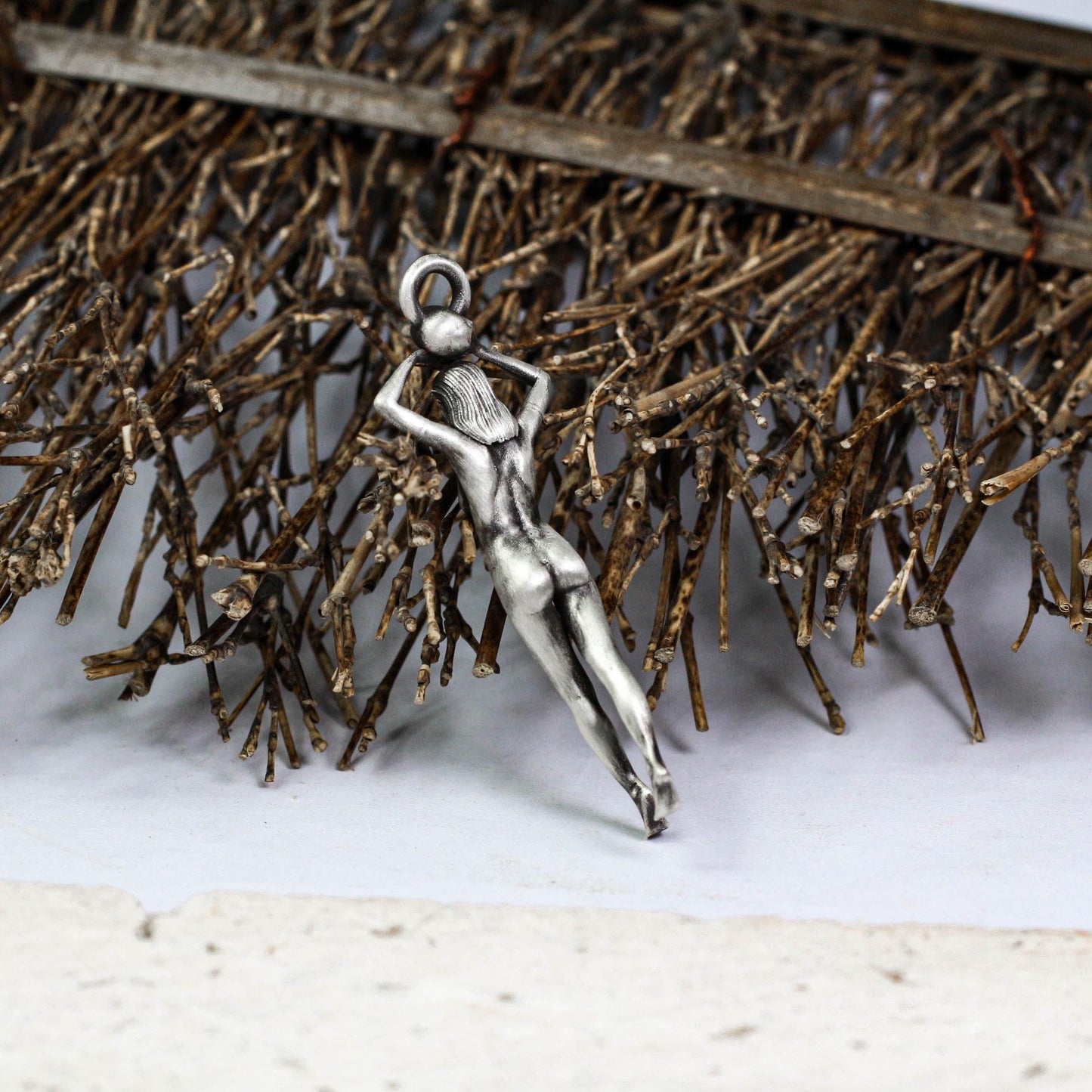 Dark Goddess Statue Pendant - Handcrafted in 925 Silver