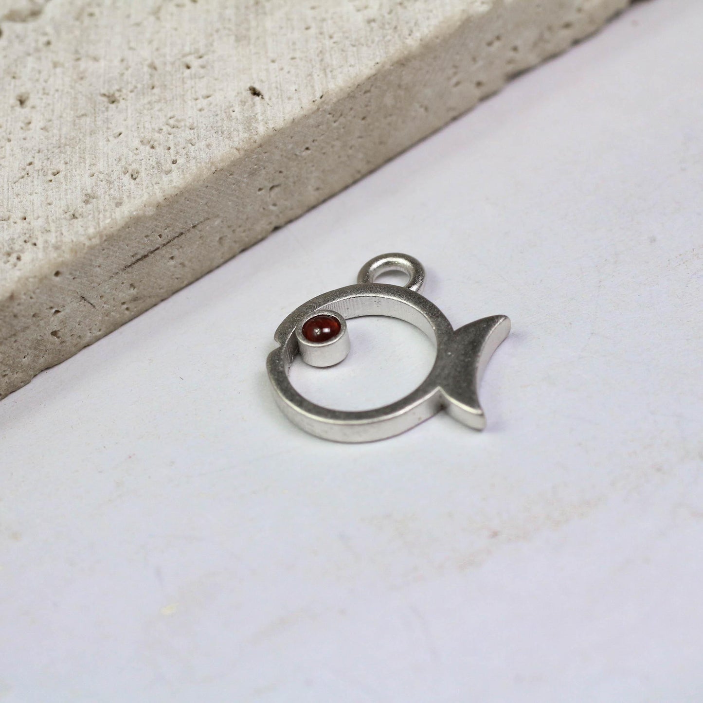 Fish Pendant - 925 Sterling Silver Handmade (Eye Color Optional)
