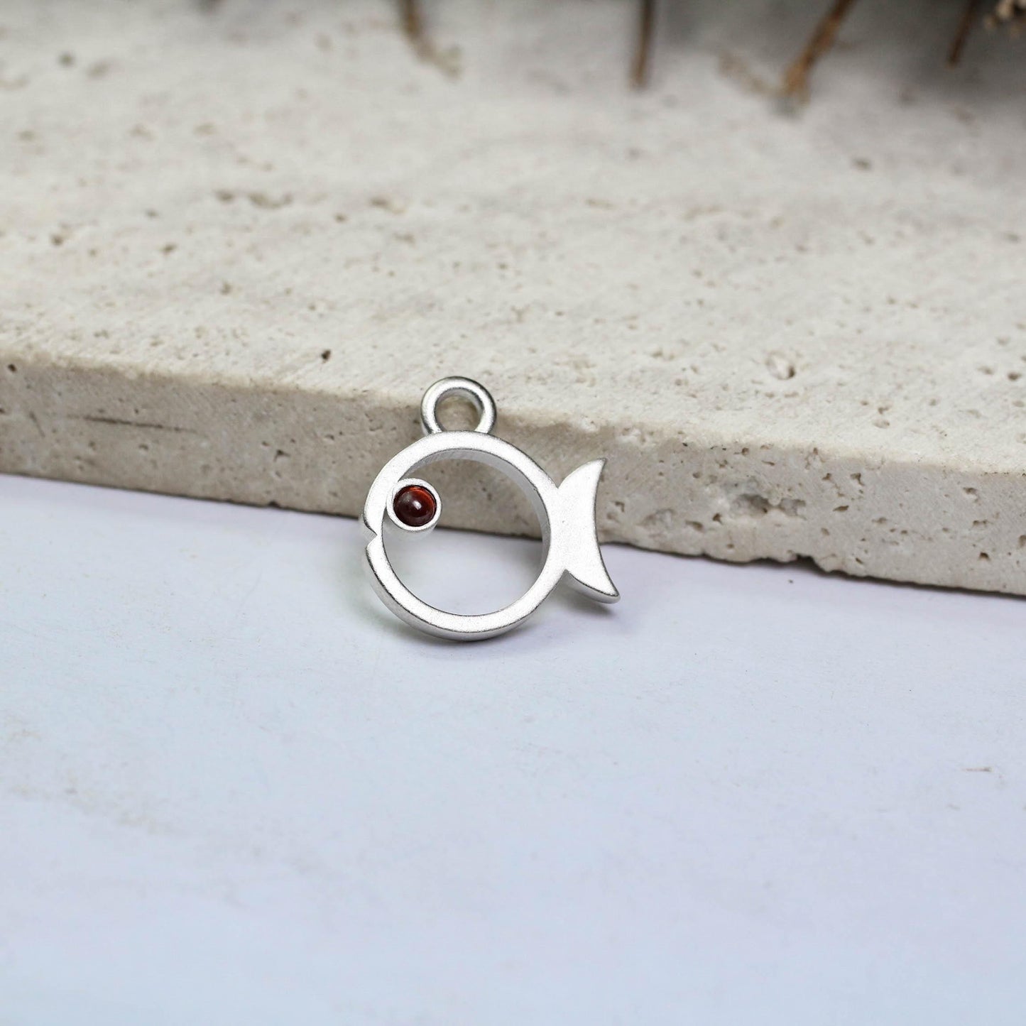 Fish Pendant - 925 Sterling Silver Handmade (Eye Color Optional)