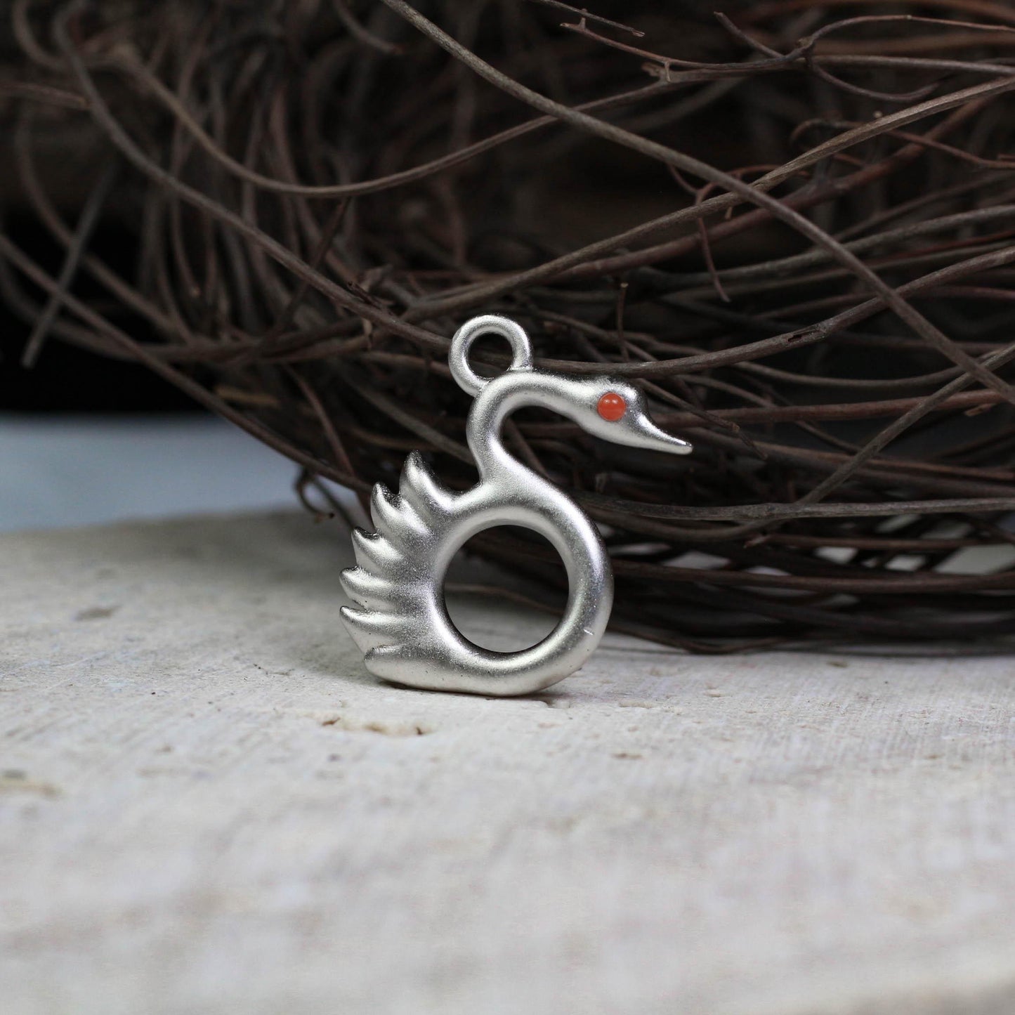 Swan Pendant - 925 Sterling Silver Handmade (Eye Color Optional)