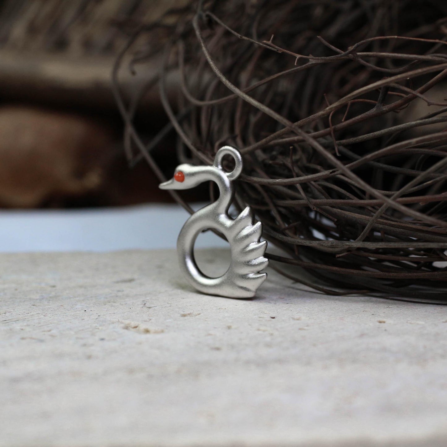 Swan Pendant - 925 Sterling Silver Handmade (Eye Color Optional)