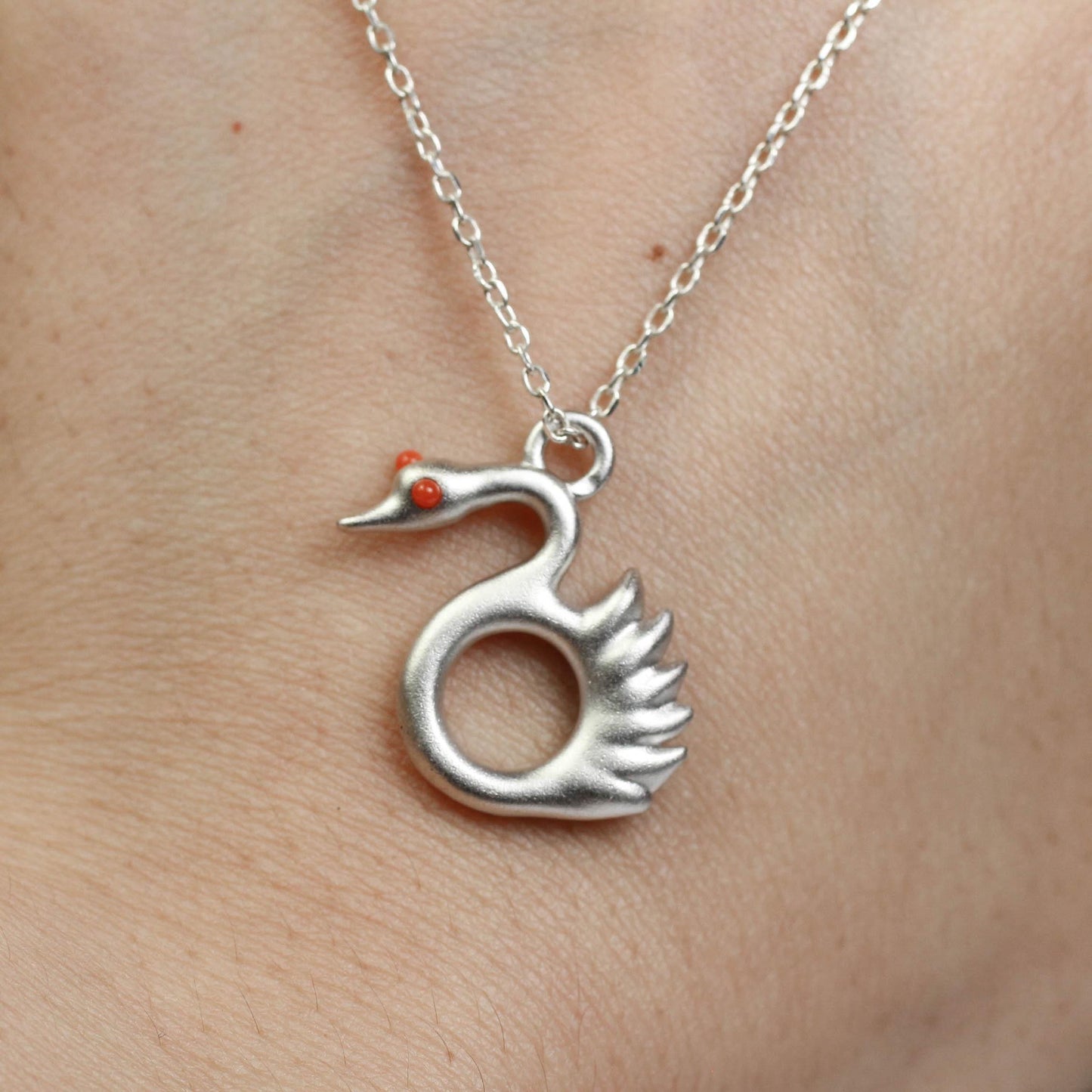 Swan Pendant - 925 Sterling Silver Handmade (Eye Color Optional)