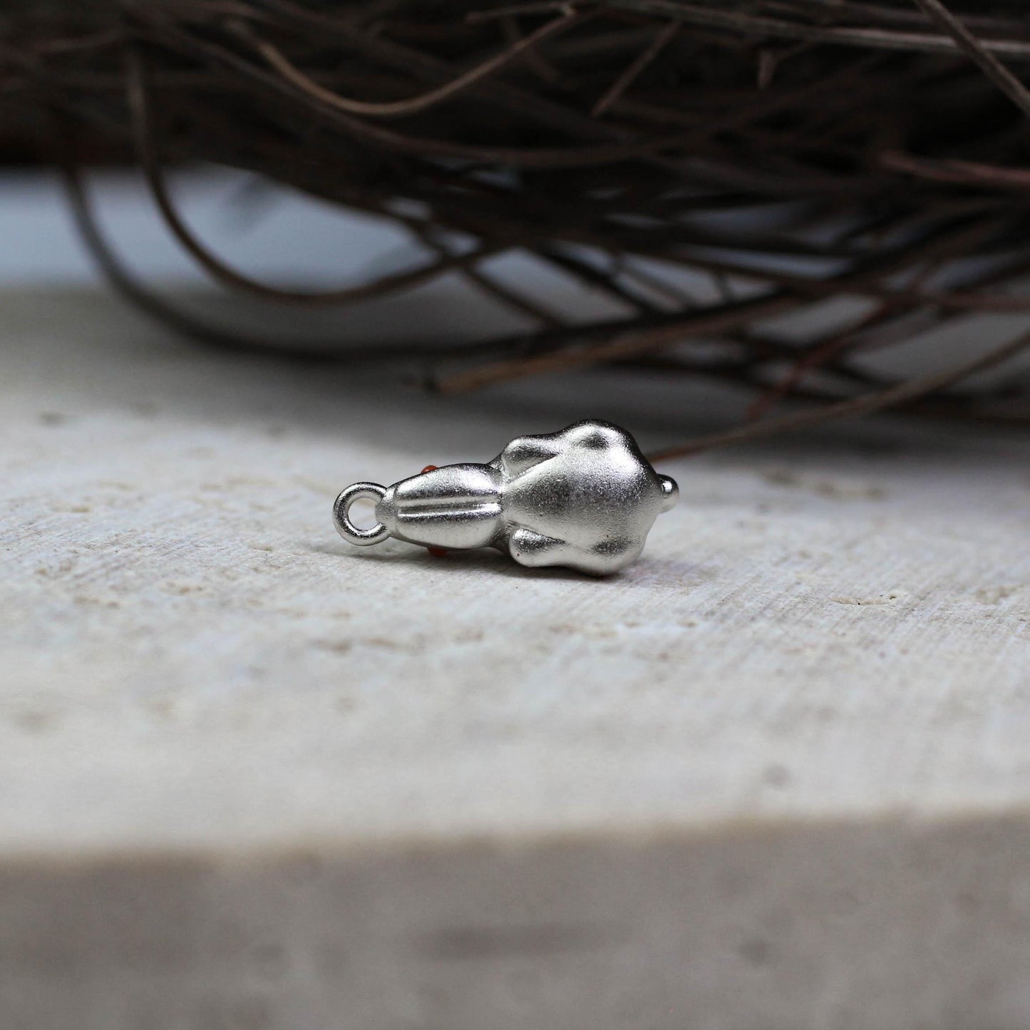 Rabbit Pendant - 925 Sterling Silver Handmade (Eye Color Optional)