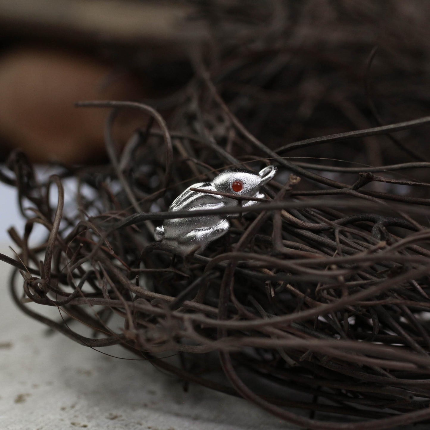 Rabbit Pendant - 925 Sterling Silver Handmade (Eye Color Optional)
