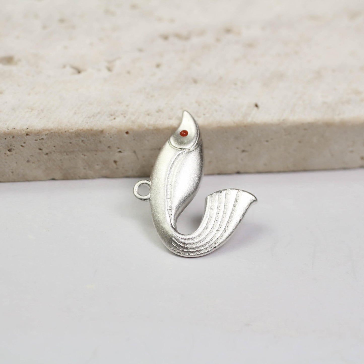 Dainty Fish Pendant - 925 Sterling Silver Handmade (Eye Color Optional)