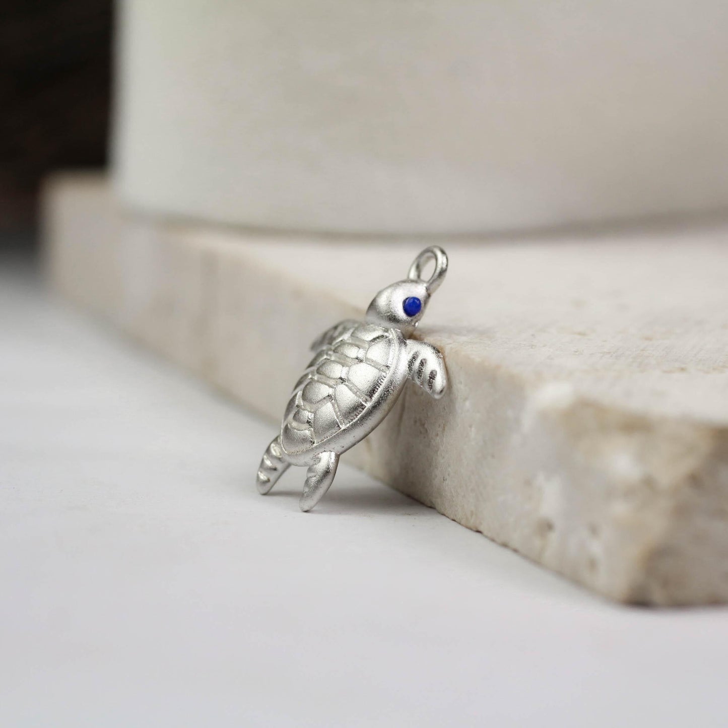 Sea Turtle Necklace - 925 Sterling Silver Handmade (Eye Color Optional)