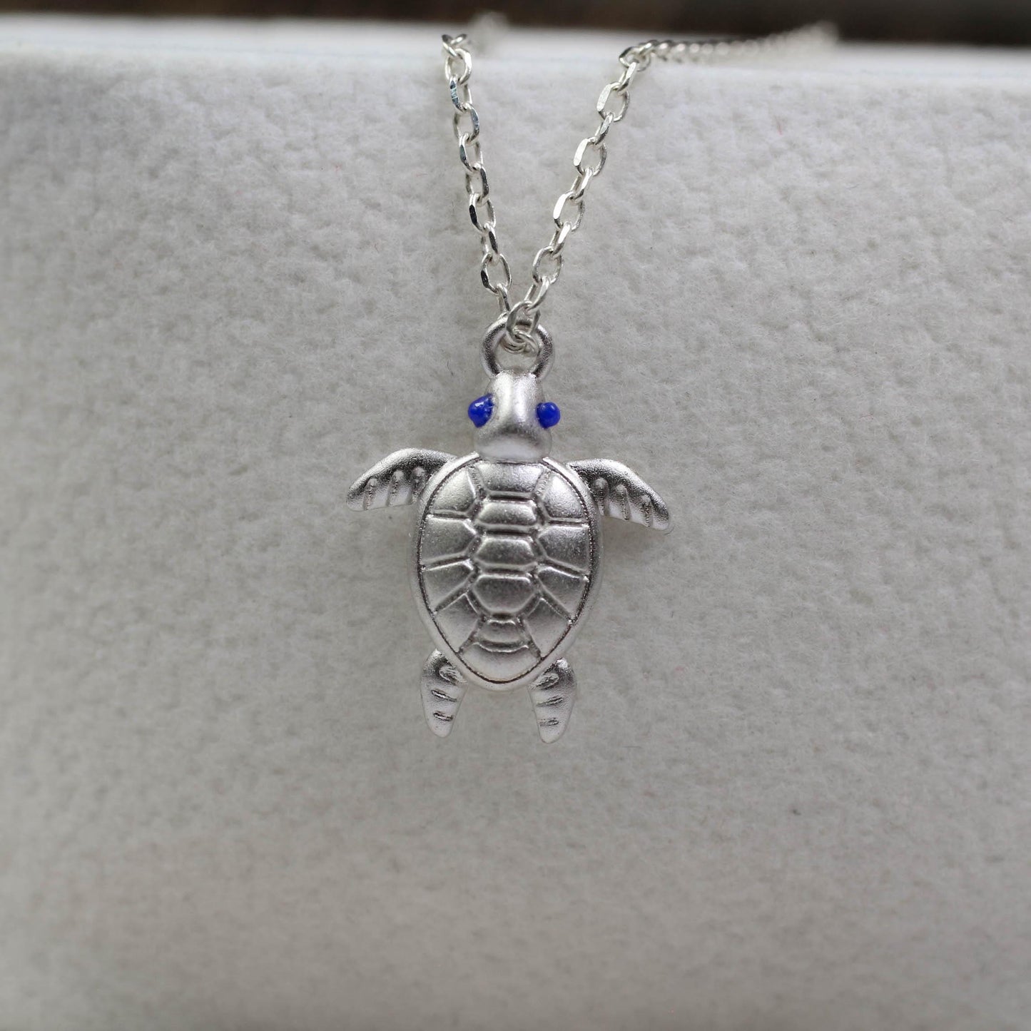 Sea Turtle Necklace - 925 Sterling Silver Handmade (Eye Color Optional)